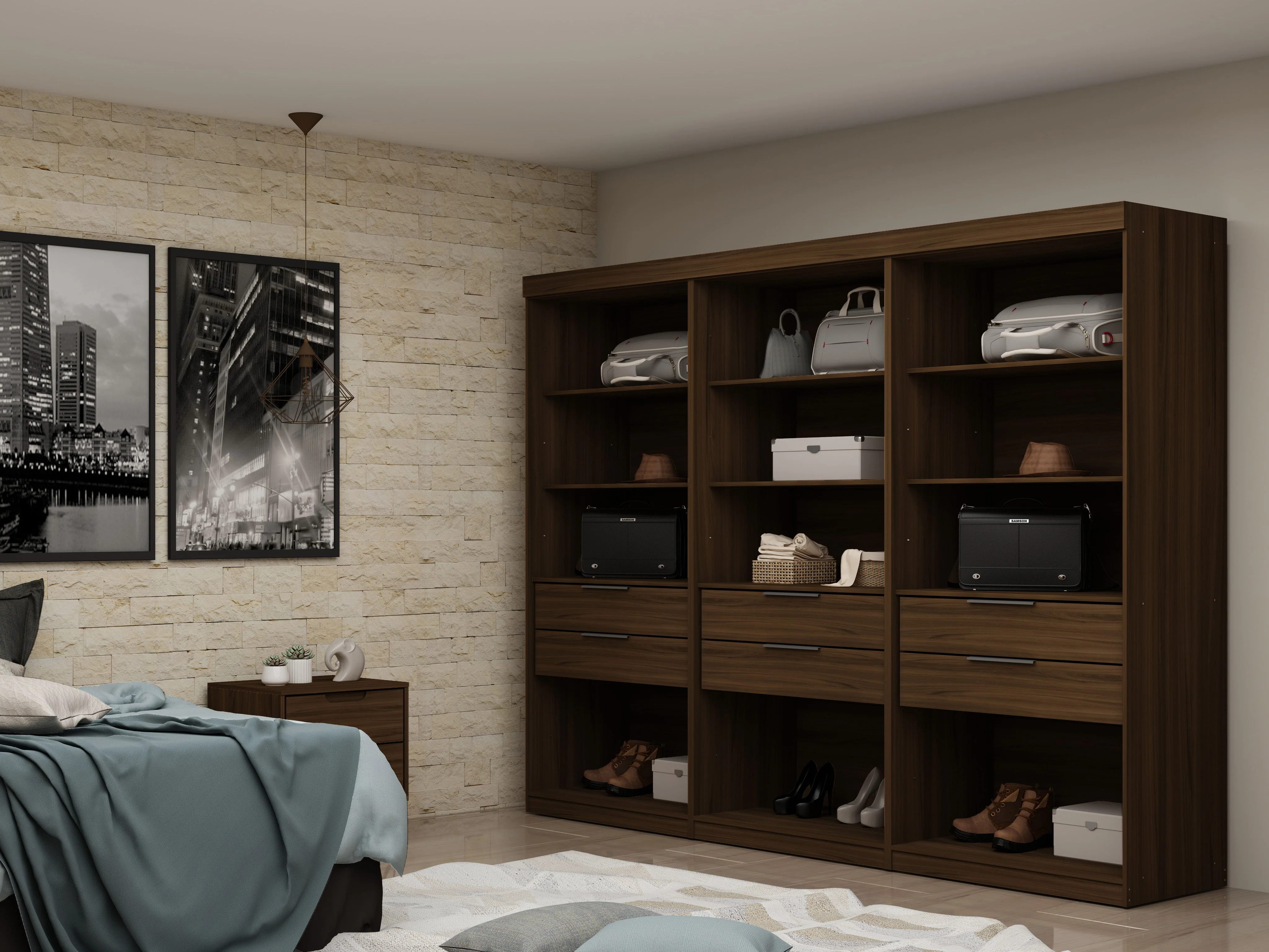 Mulberry Open 3 Sectional Closet in Brown (set of 3) - Image 2