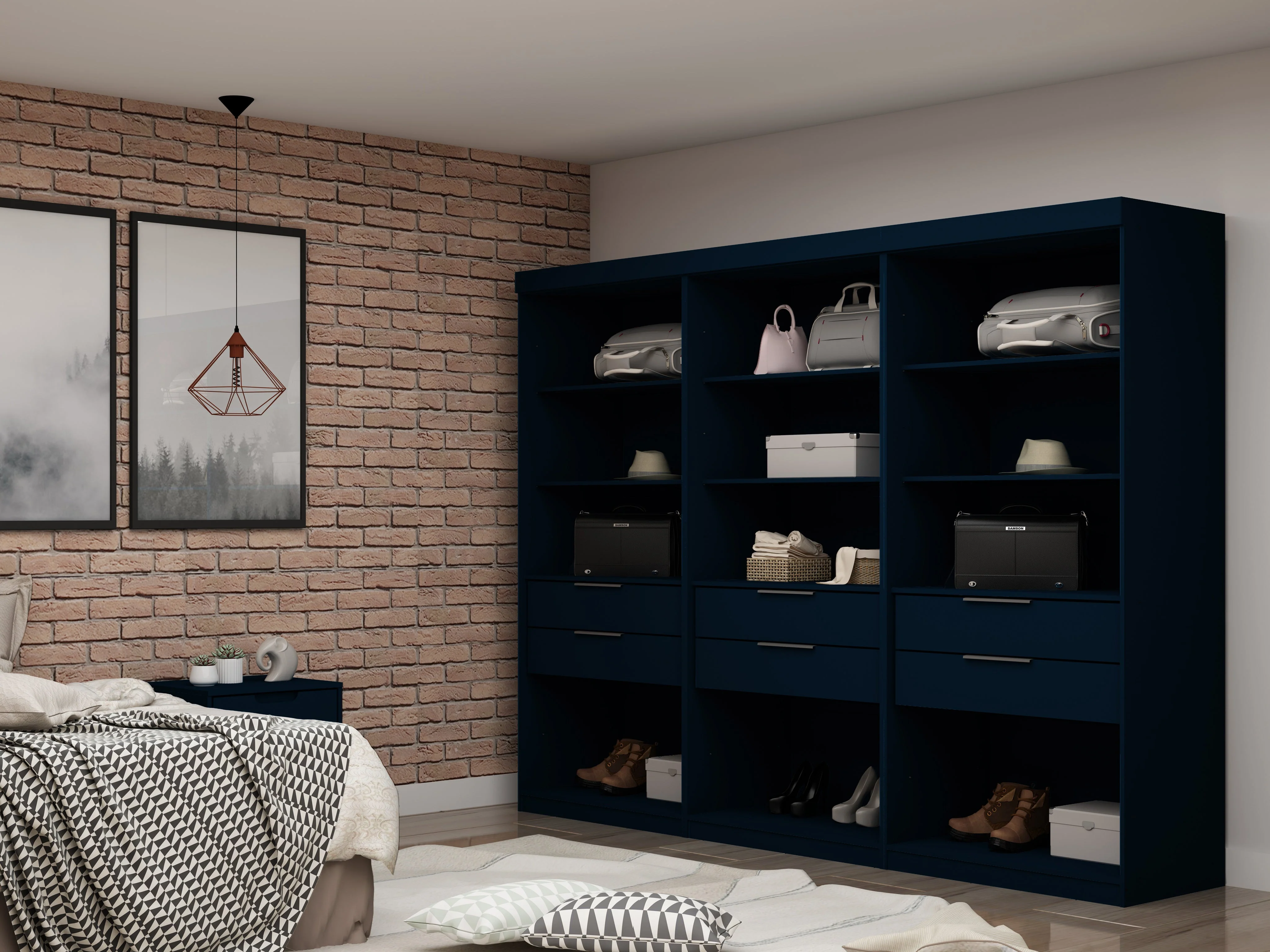 Mulberry Open 3 Sectional Closet in Tatiana Midnight Blue (set of 3) - Image 2