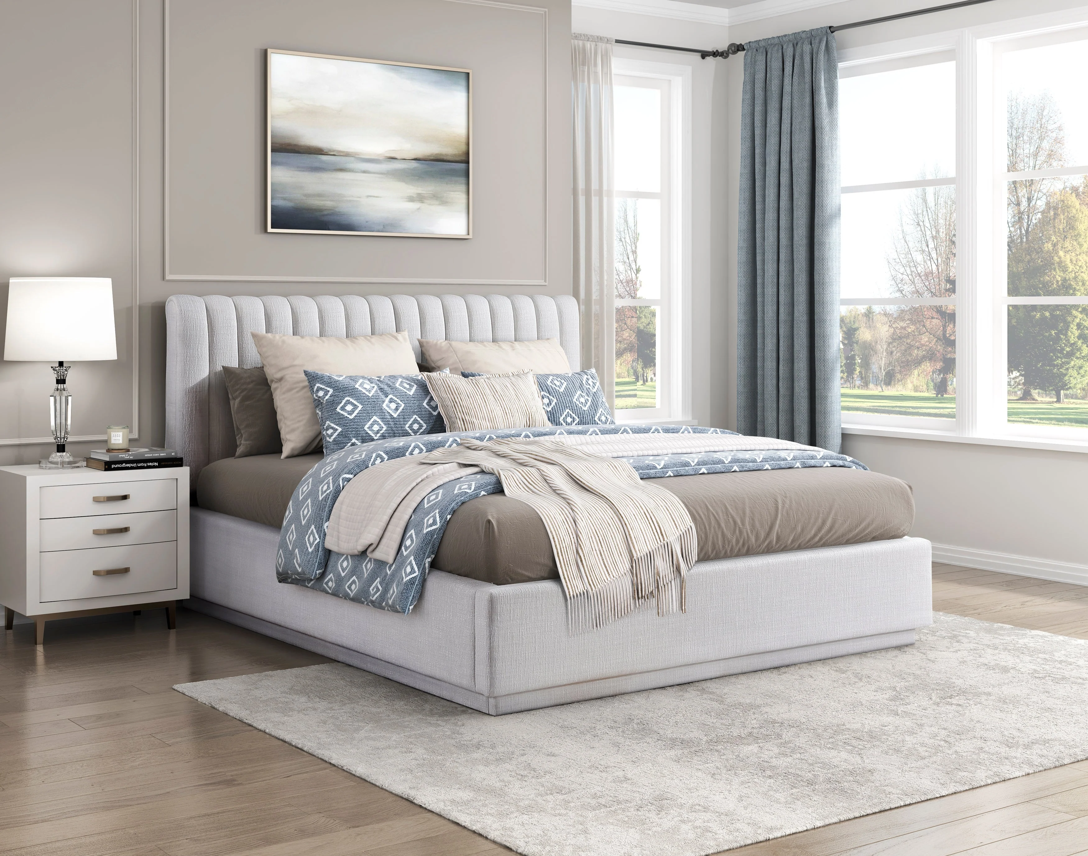 Mulvane Natural Queen Upholstered Platform Bed - Image 9