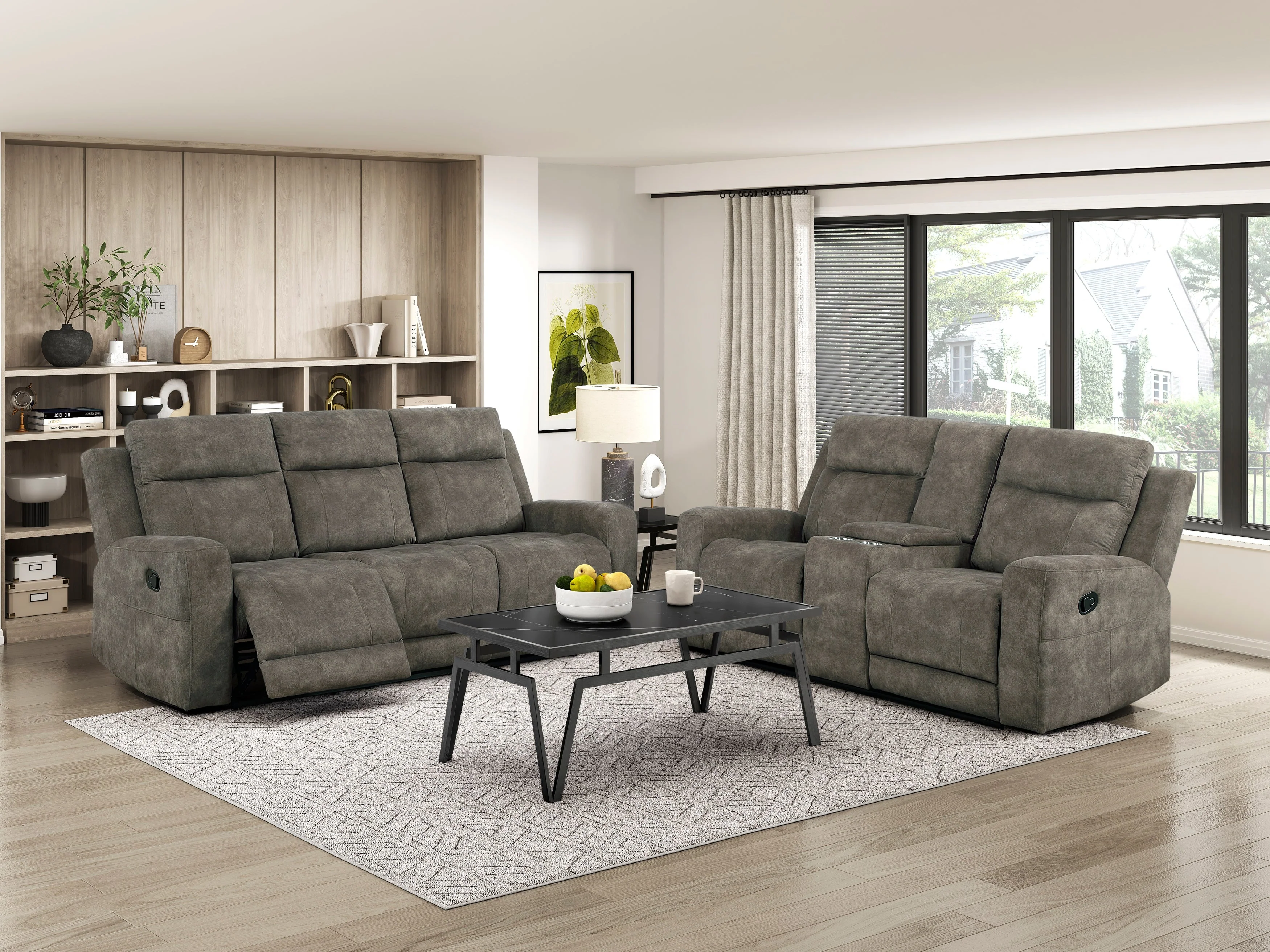 Muncie Brown Double Reclining Sofa - Image 2