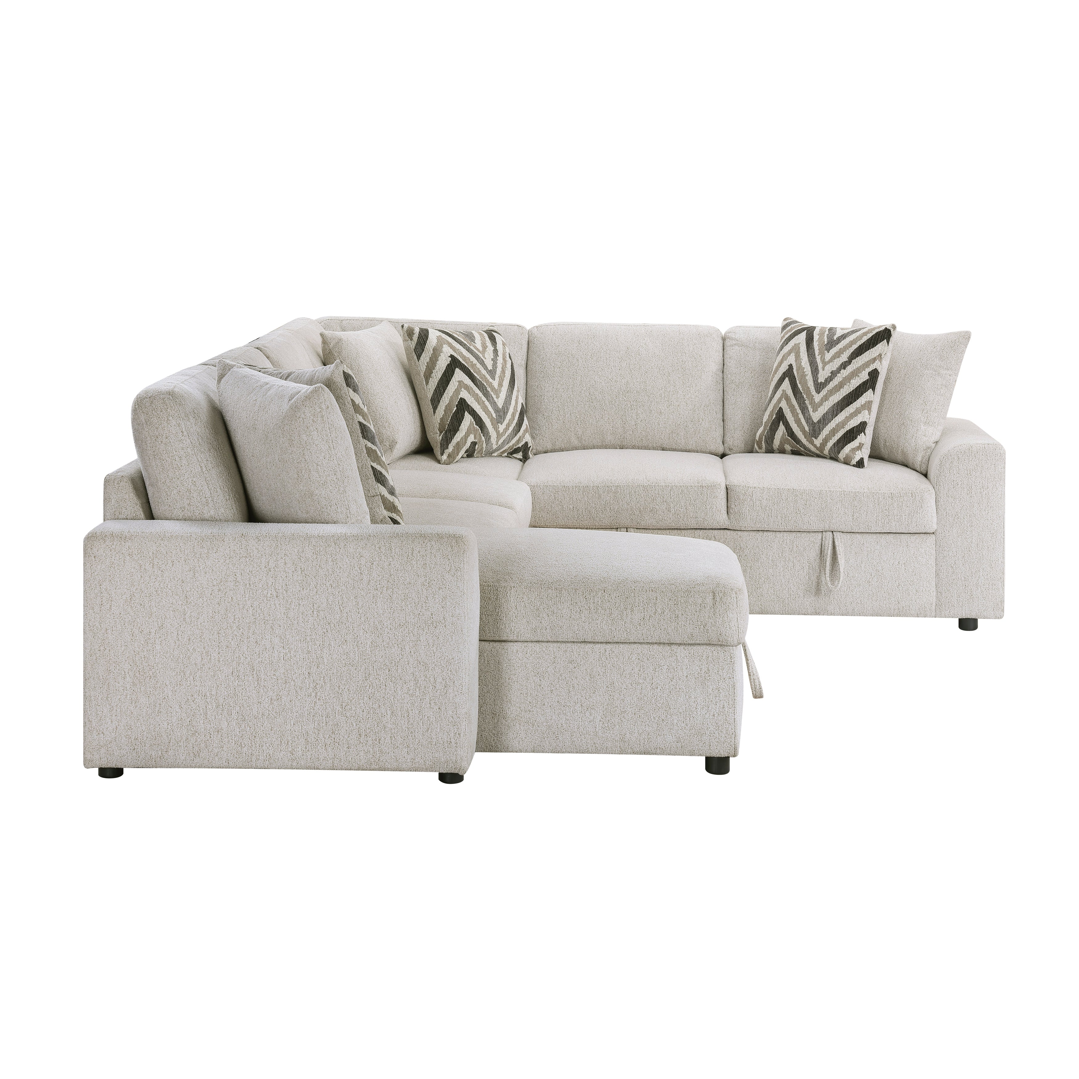 Myrtle Beige 3-Piece Sectional with Pull-out Bed - Image 4