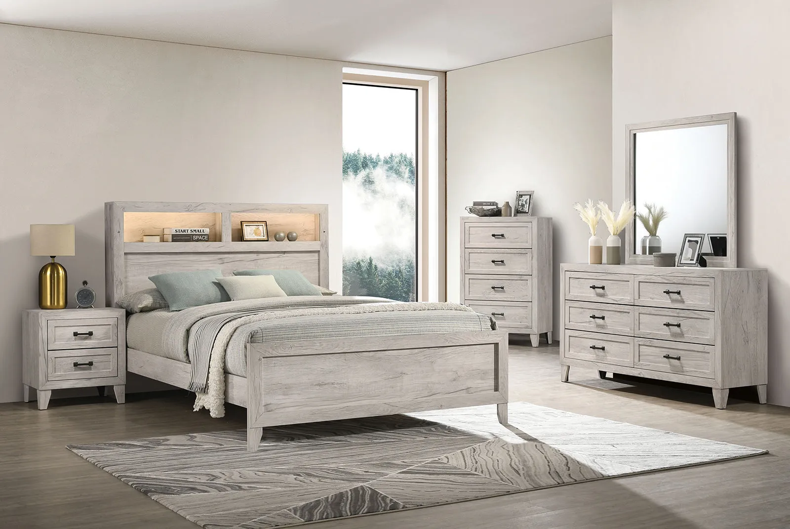 Mysen White Wash King Bed - Image 2