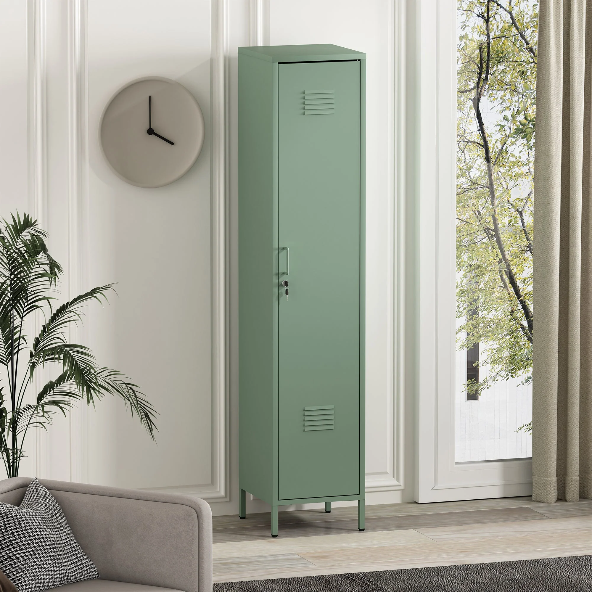 Naomi 15" Single Locker Storage Cabinet in Green - Image 2