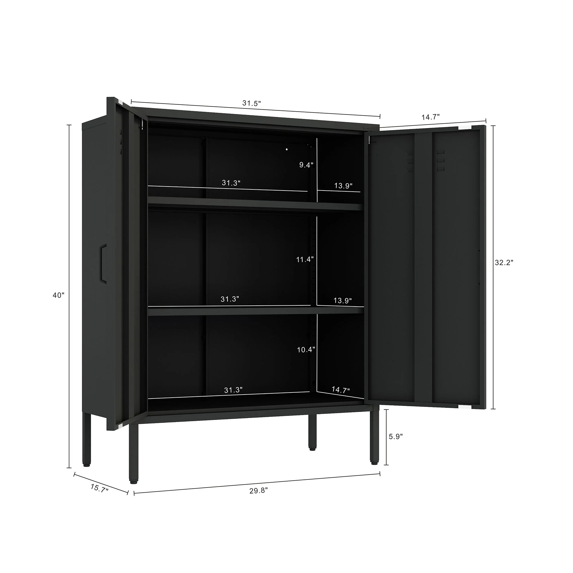 Naomi 31.5" Accent Cabinet in Black - Image 3