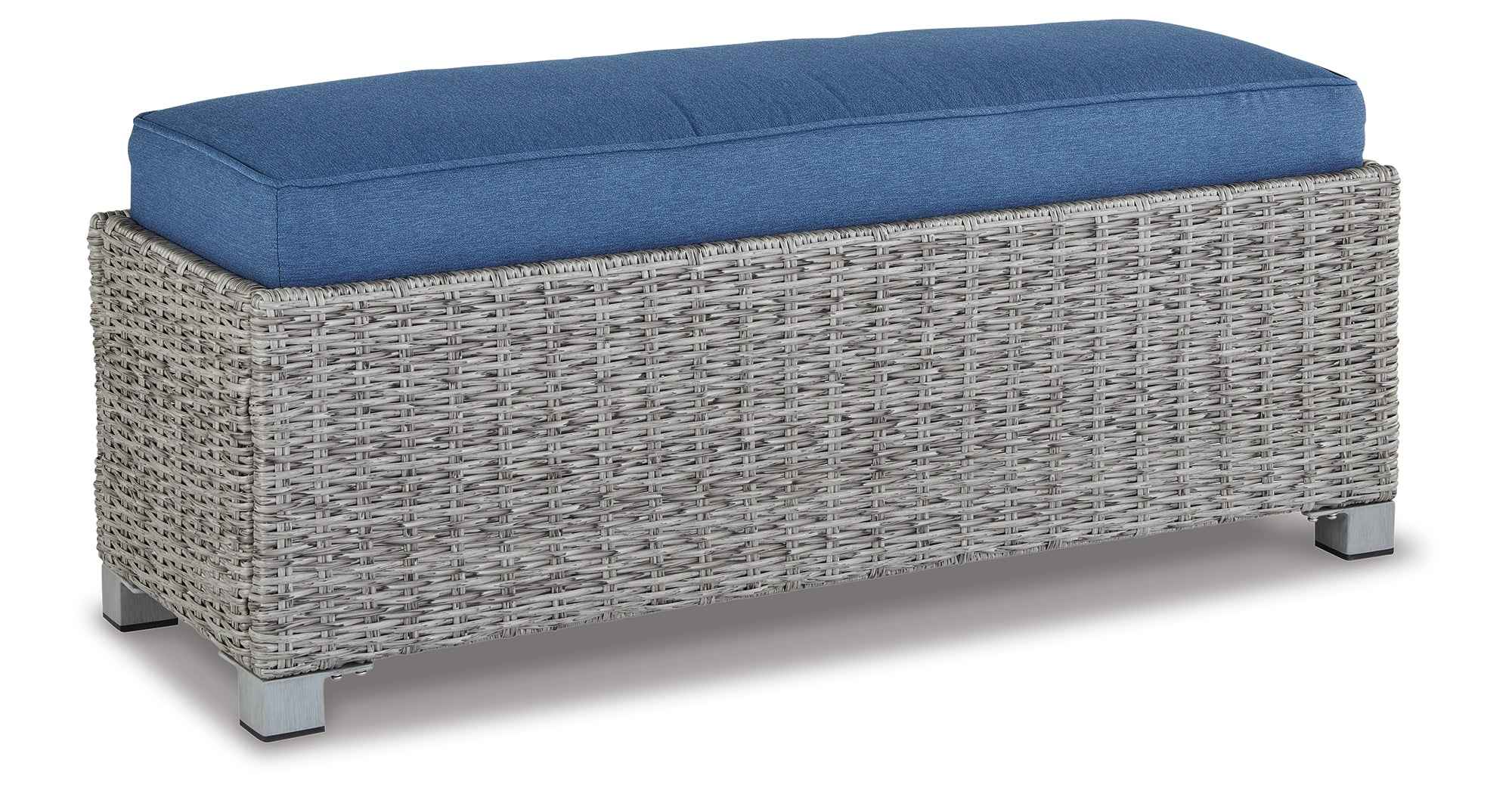 Naples Beach Light Gray Outdoor Bench with Cushion - Image 8
