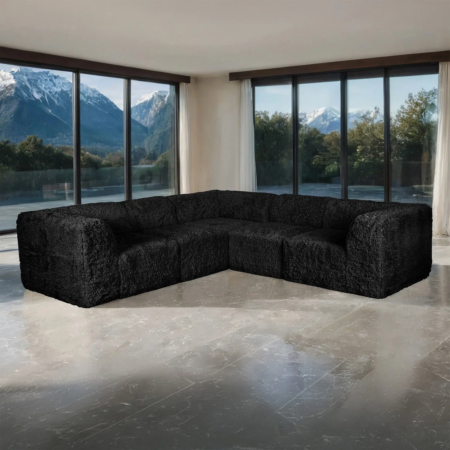 Nappi Black Compressed Foam Corner Sectional
