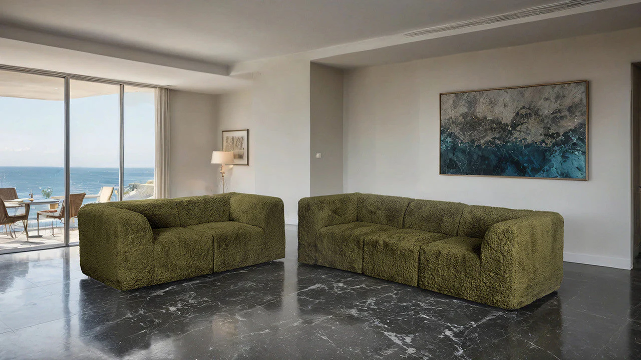 Nappi Olive Green Loveseat - Image 2