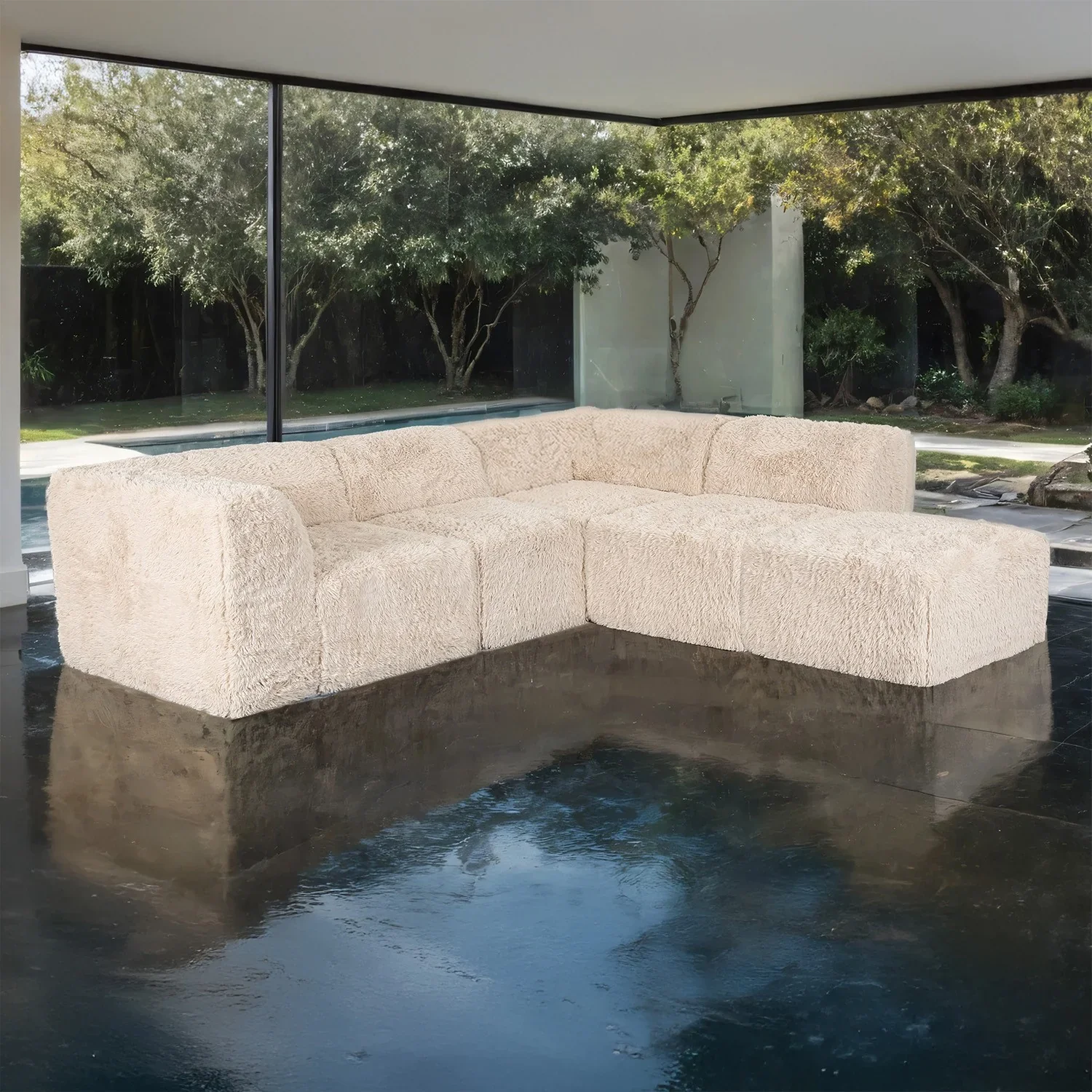 Nappi Sand Compressed Foam L-Shape Sectional