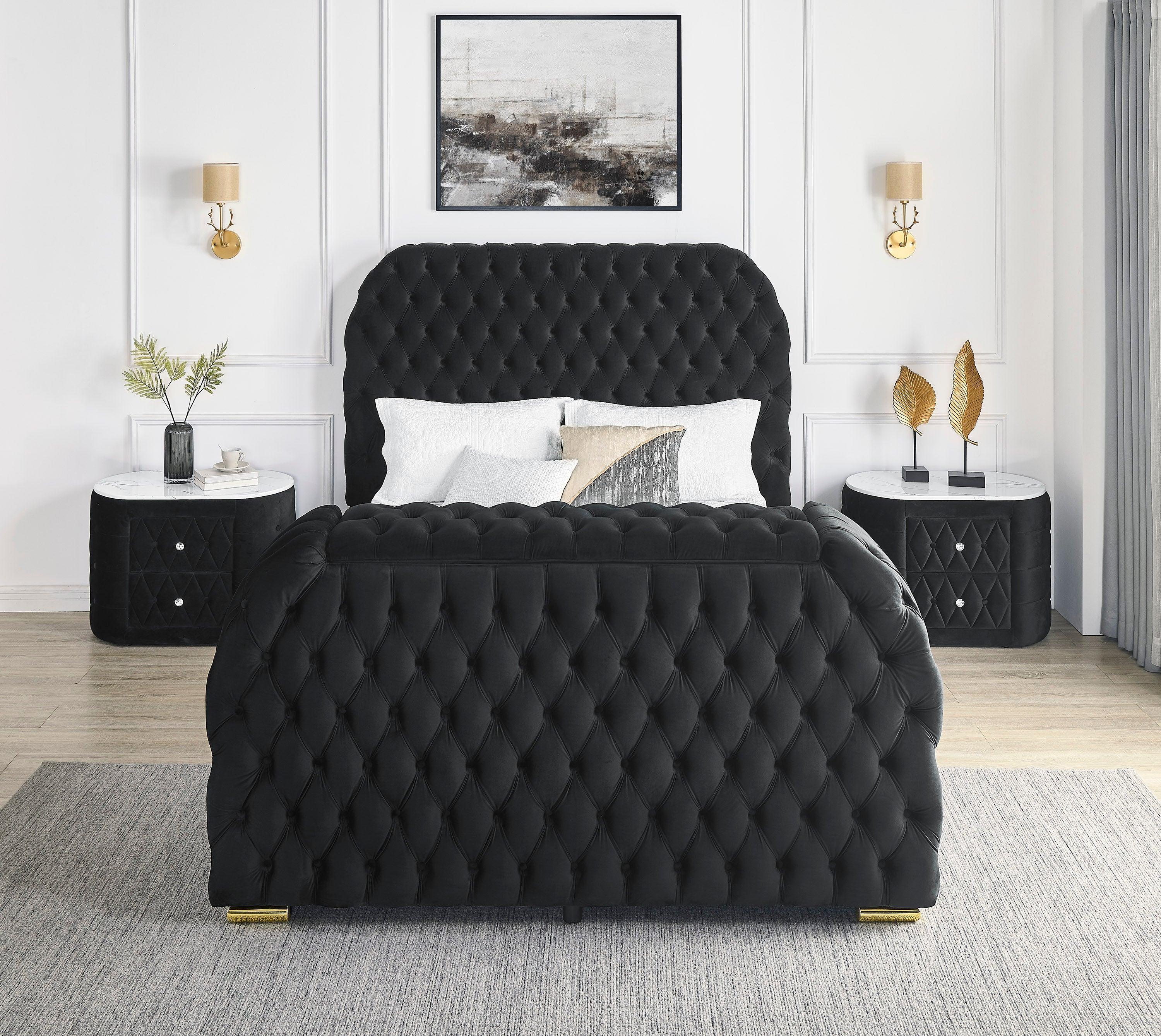 Natalia Black King Upholstered Fireplace Bed with TV Lift - Image 2