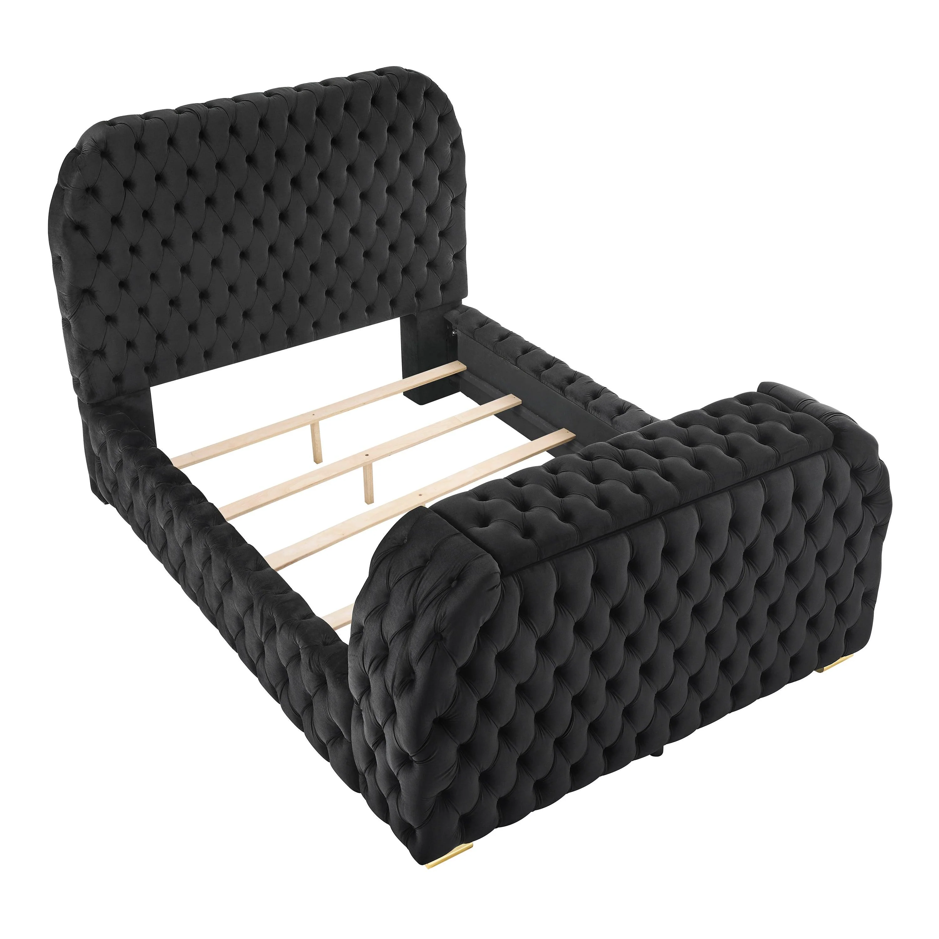 Natalia Black Upholstered Bedroom Set with TV Lift - Image 5