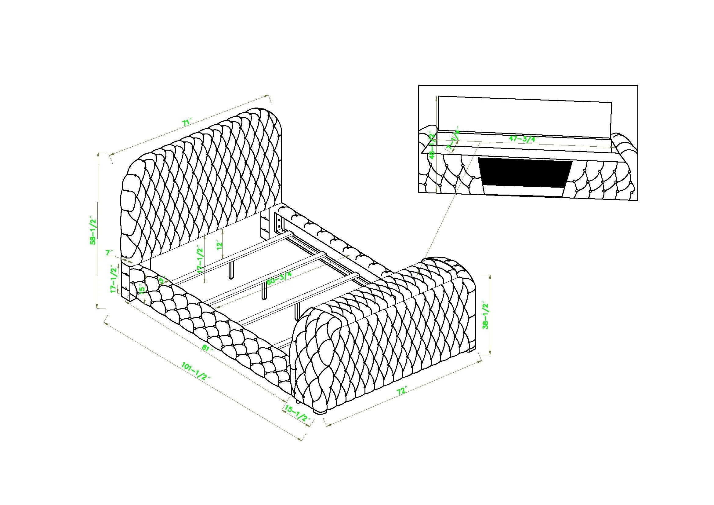 Natalia Gray Upholstered Bedroom Set with TV Lift - Image 10