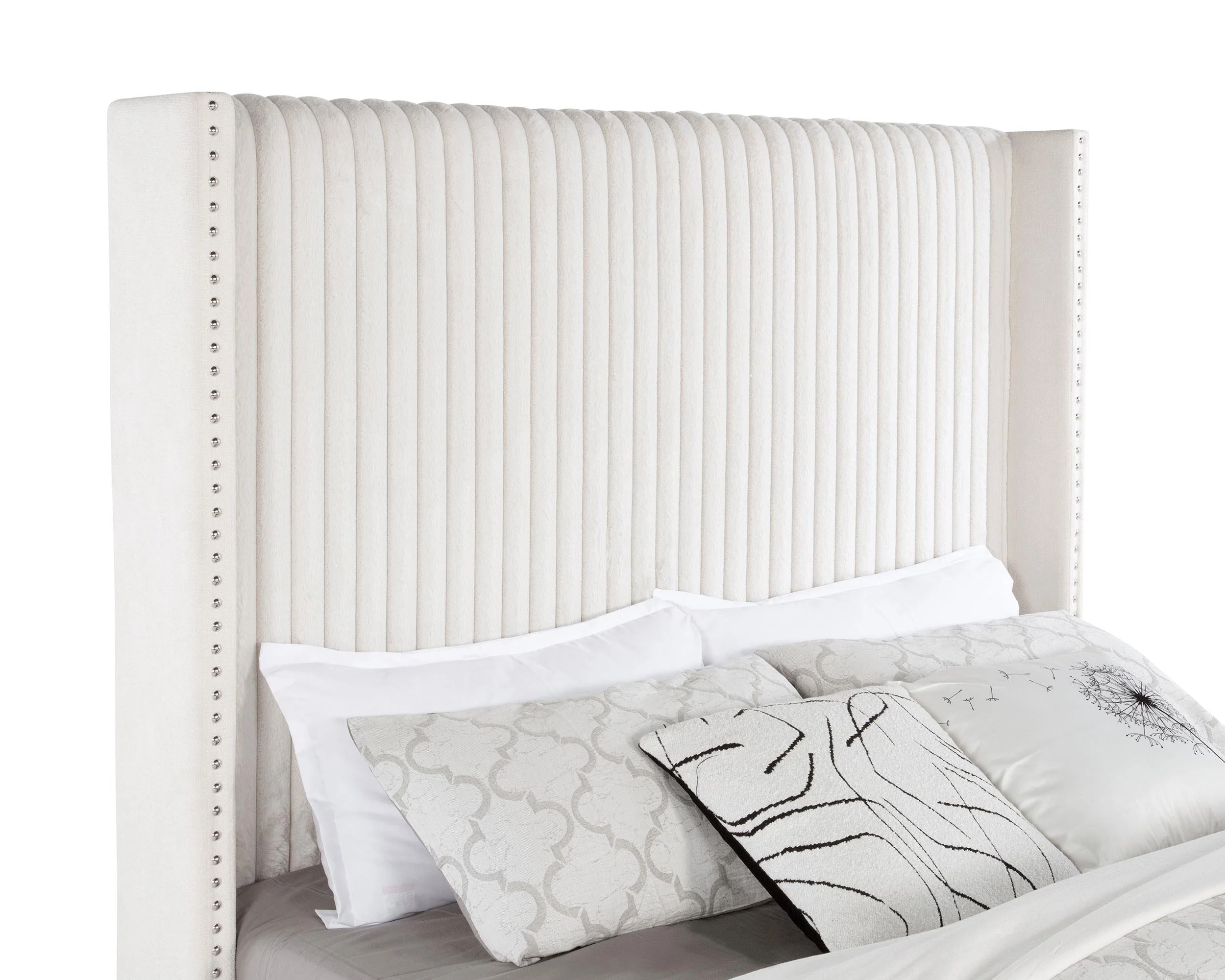 Natasha Cream 69-inch Upholstered Queen Wingback Bed - Image 5