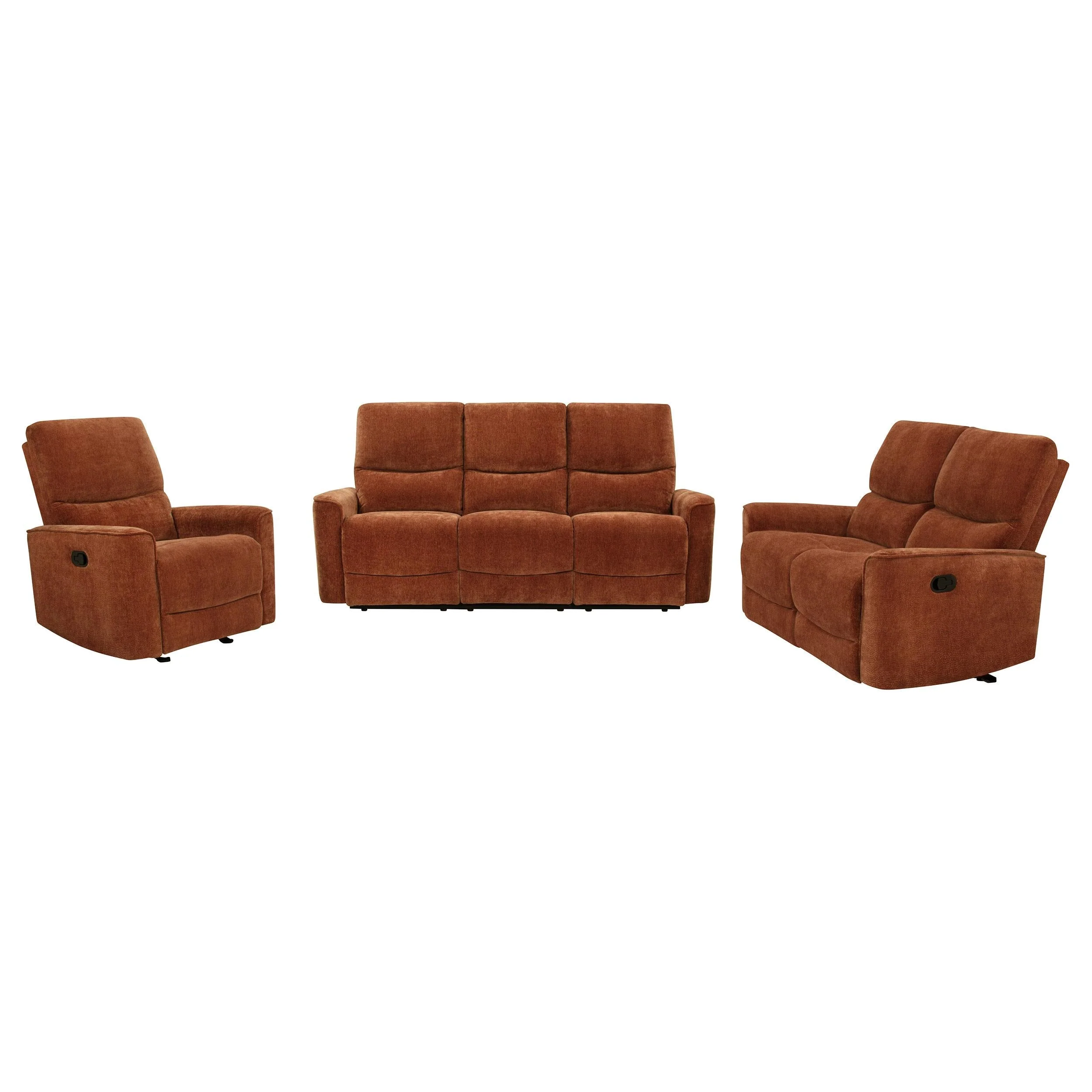Navarro Orange 3-Piece Upholstered Reclining Living Room Set