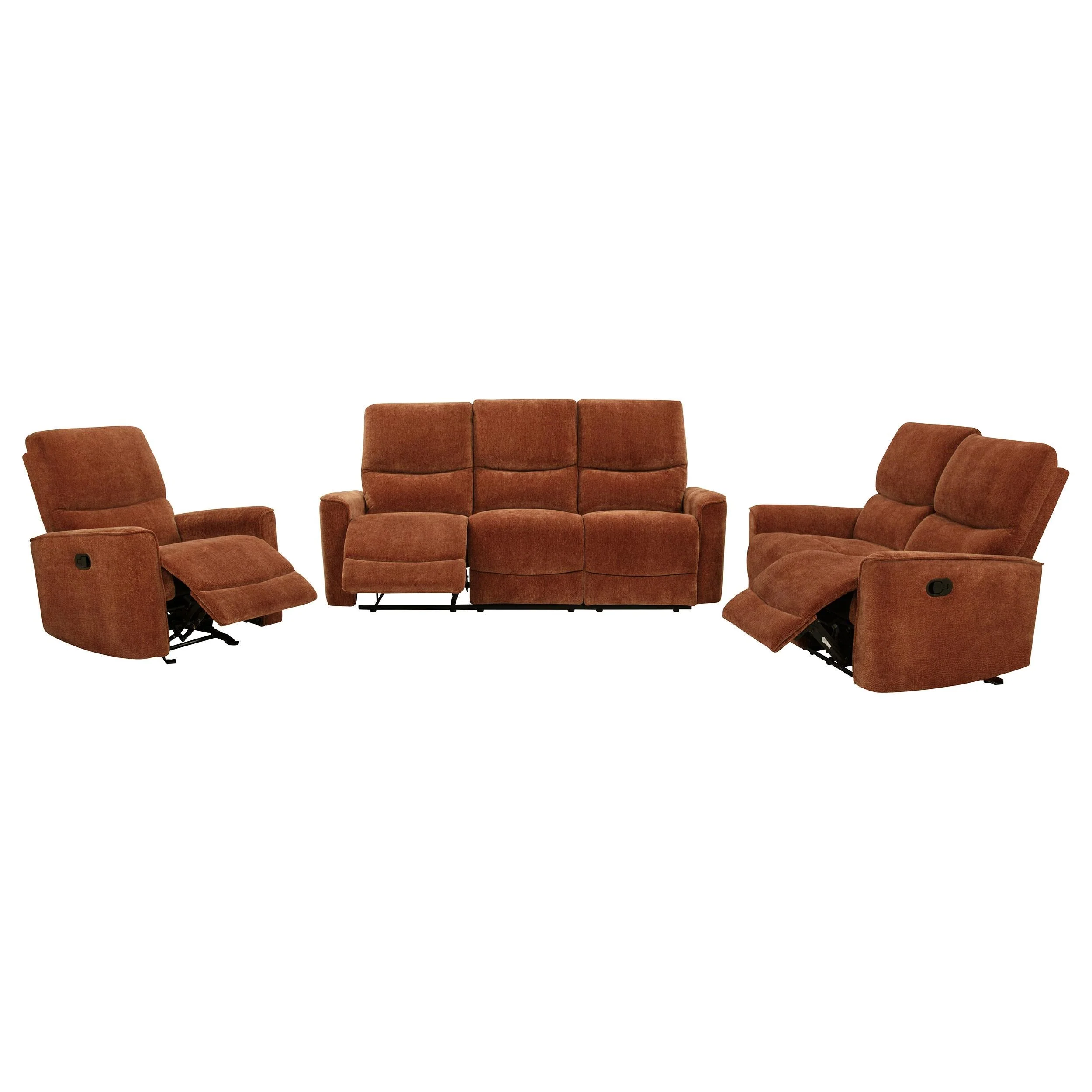 Navarro Orange 3-Piece Upholstered Reclining Living Room Set - Image 2