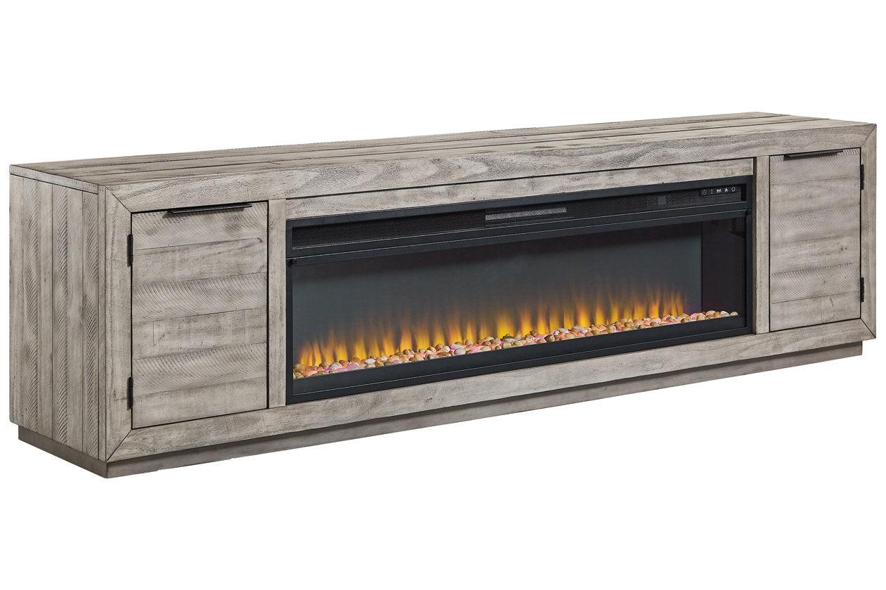 Naydell Gray 92" TV Stand with Electric Fireplace - Image 6