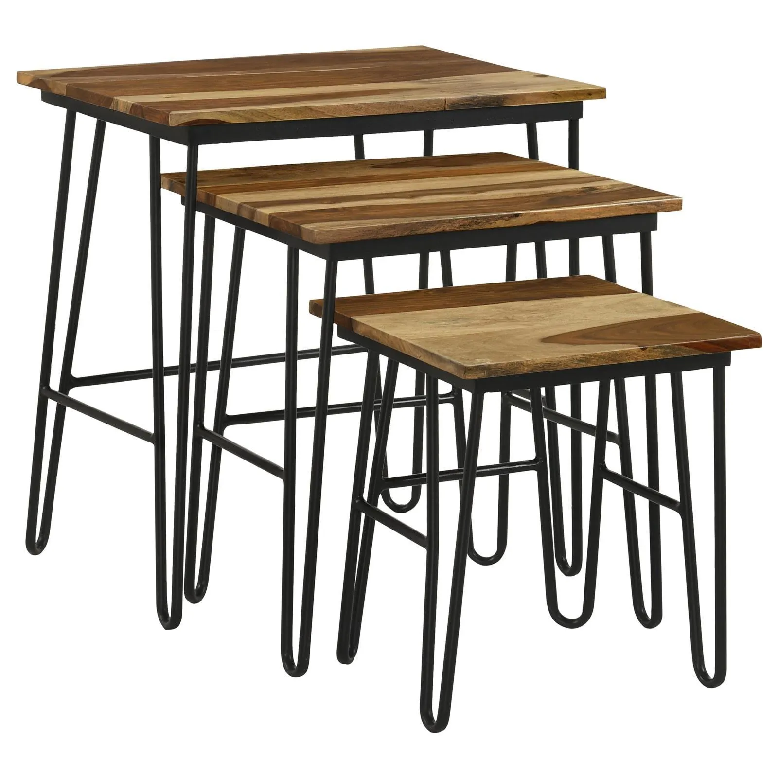 Nayeli Natural and Black 3-Piece Nesting Table with Hairpin Legs - Image 12