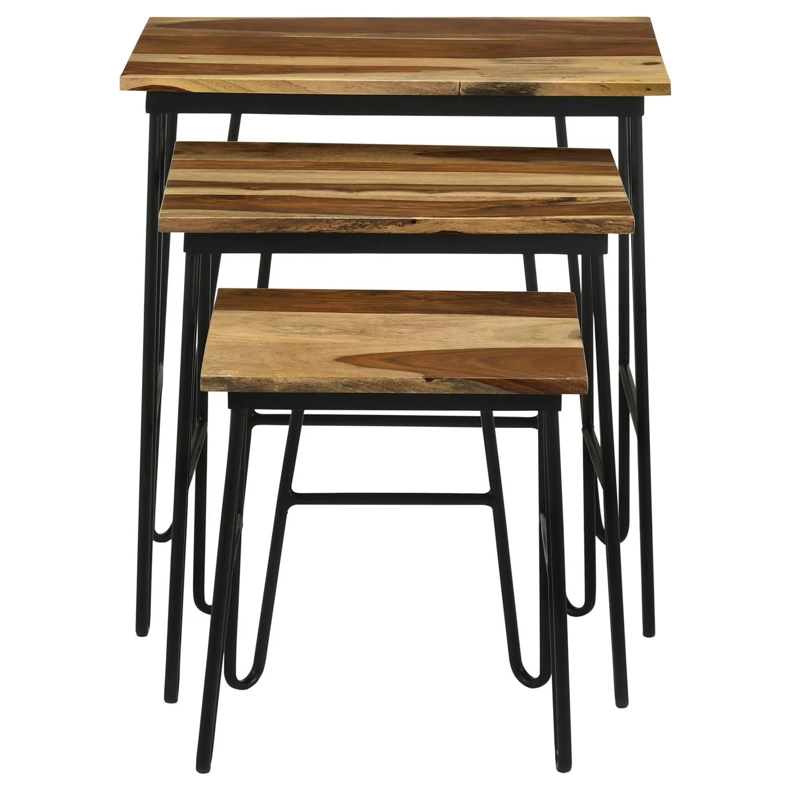 Nayeli Natural and Black 3-Piece Nesting Table with Hairpin Legs - Image 3