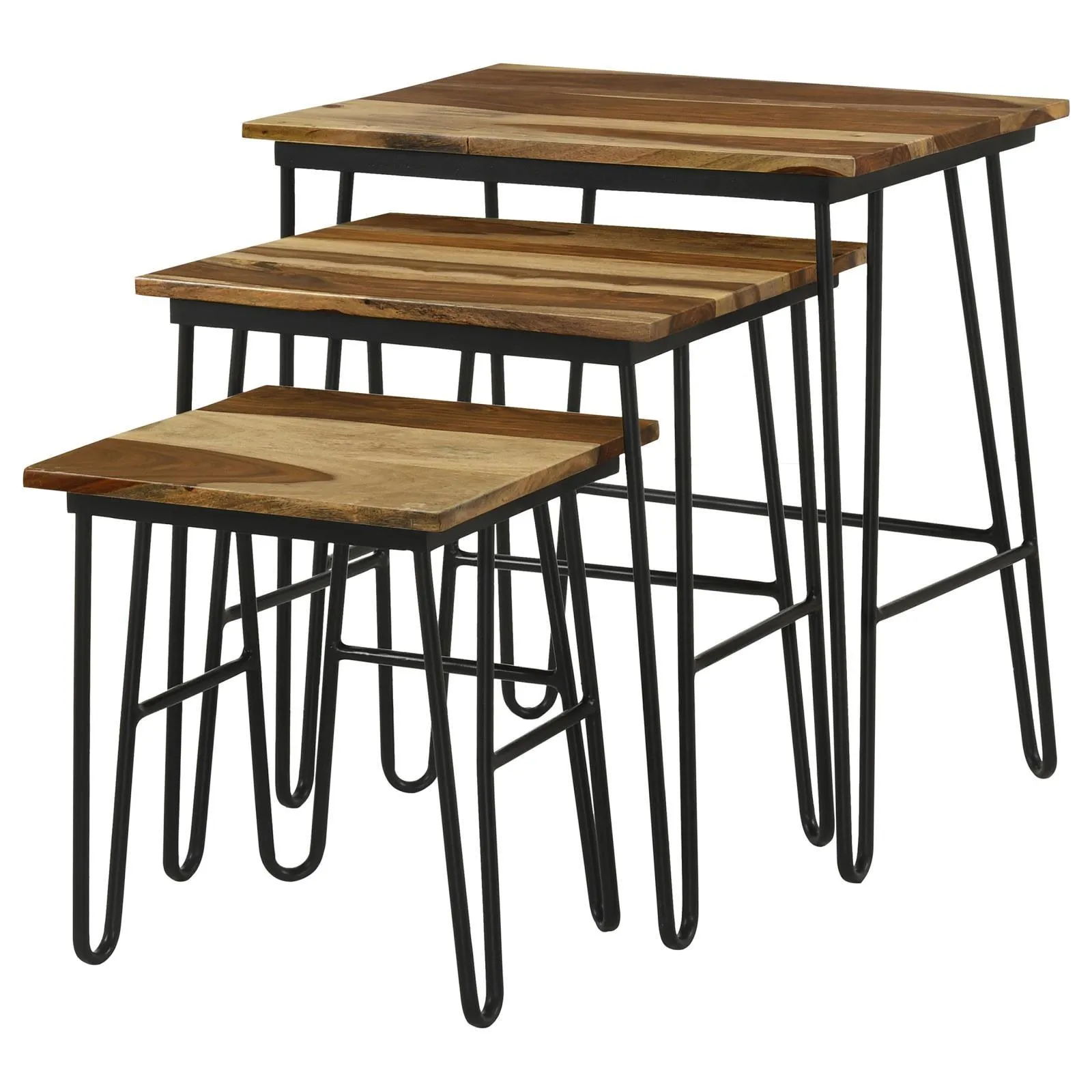 Nayeli Natural and Black 3-Piece Nesting Table with Hairpin Legs - Image 4