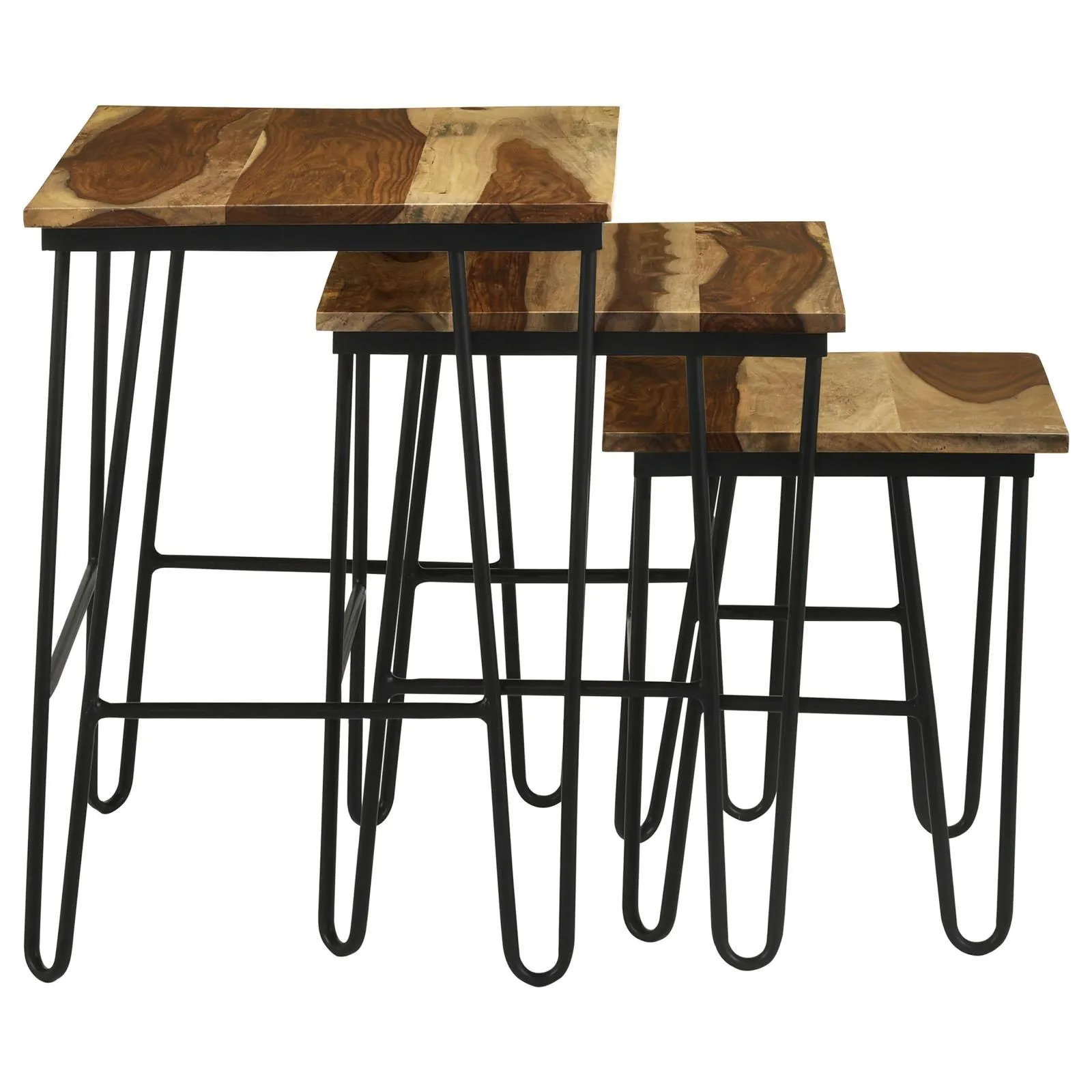 Nayeli Natural and Black 3-Piece Nesting Table with Hairpin Legs - Image 7