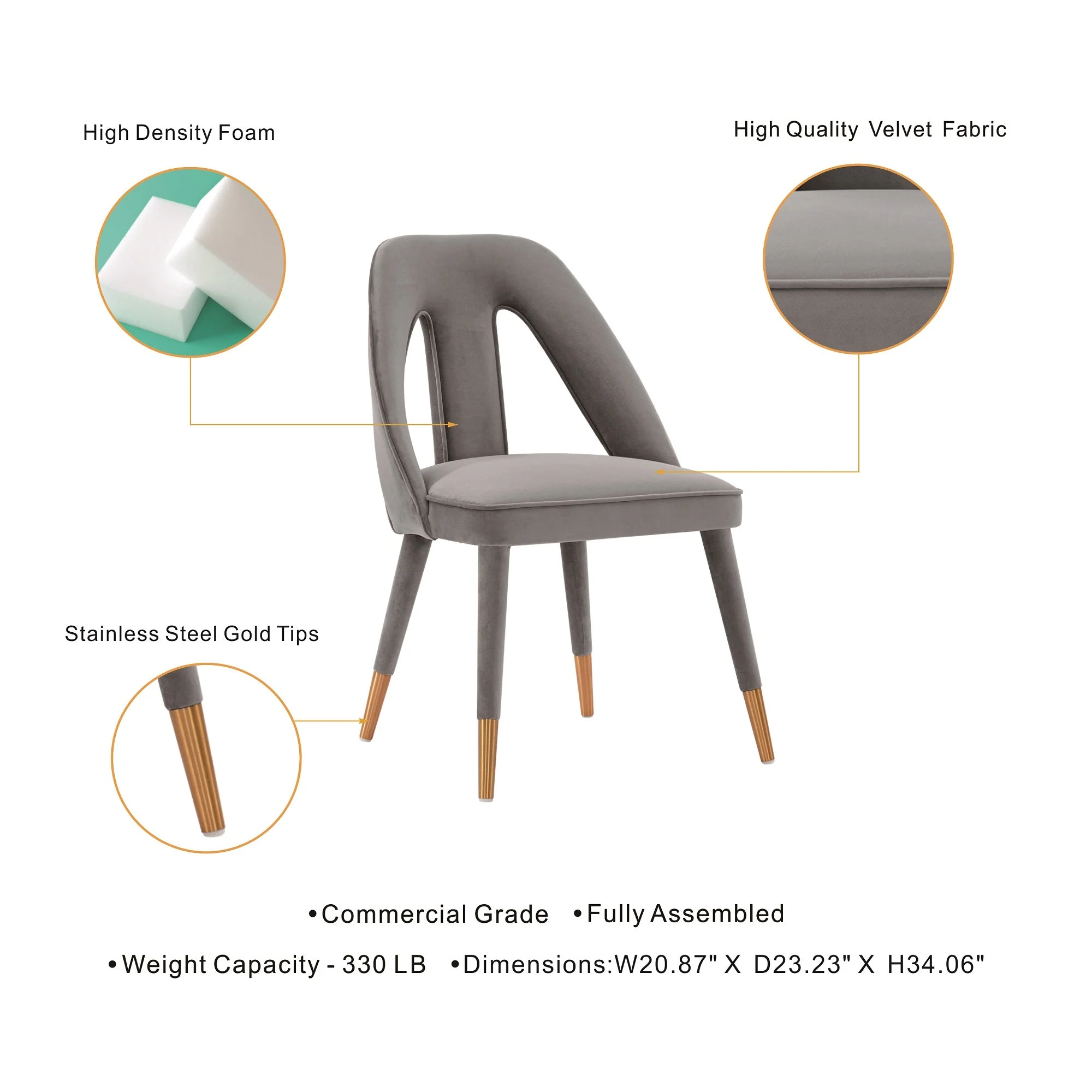 Neda Dining Chair in Grey - Image 4