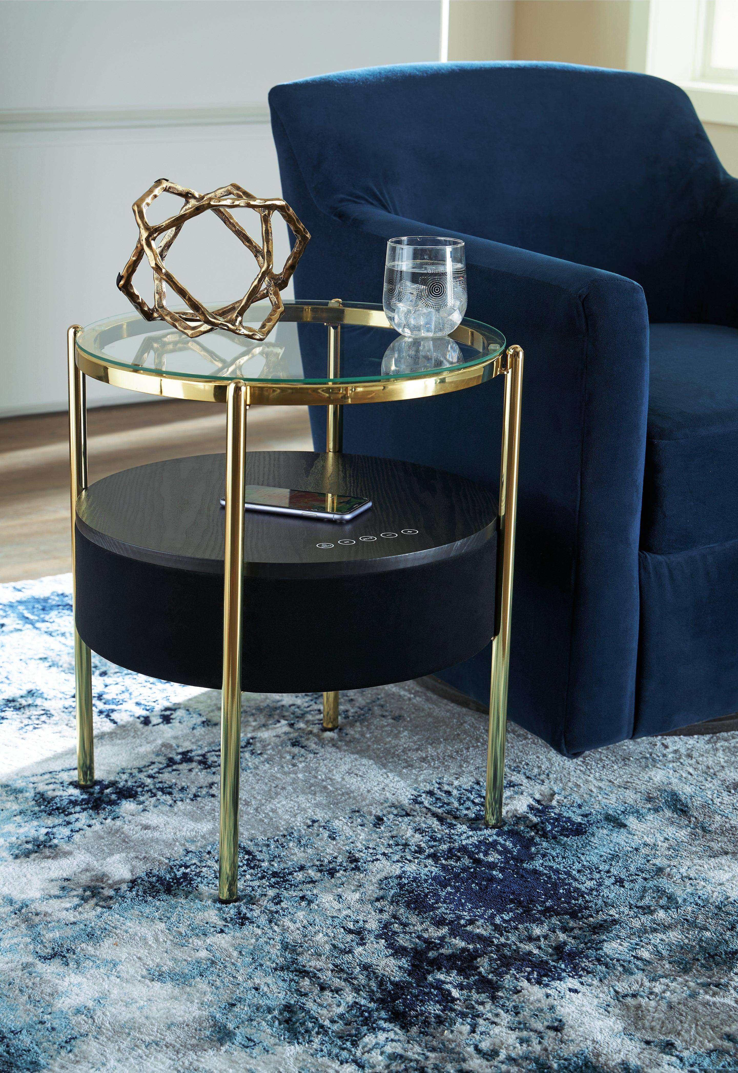 Nedman Black/Gold Finish Accent Table with Speaker - Image 4