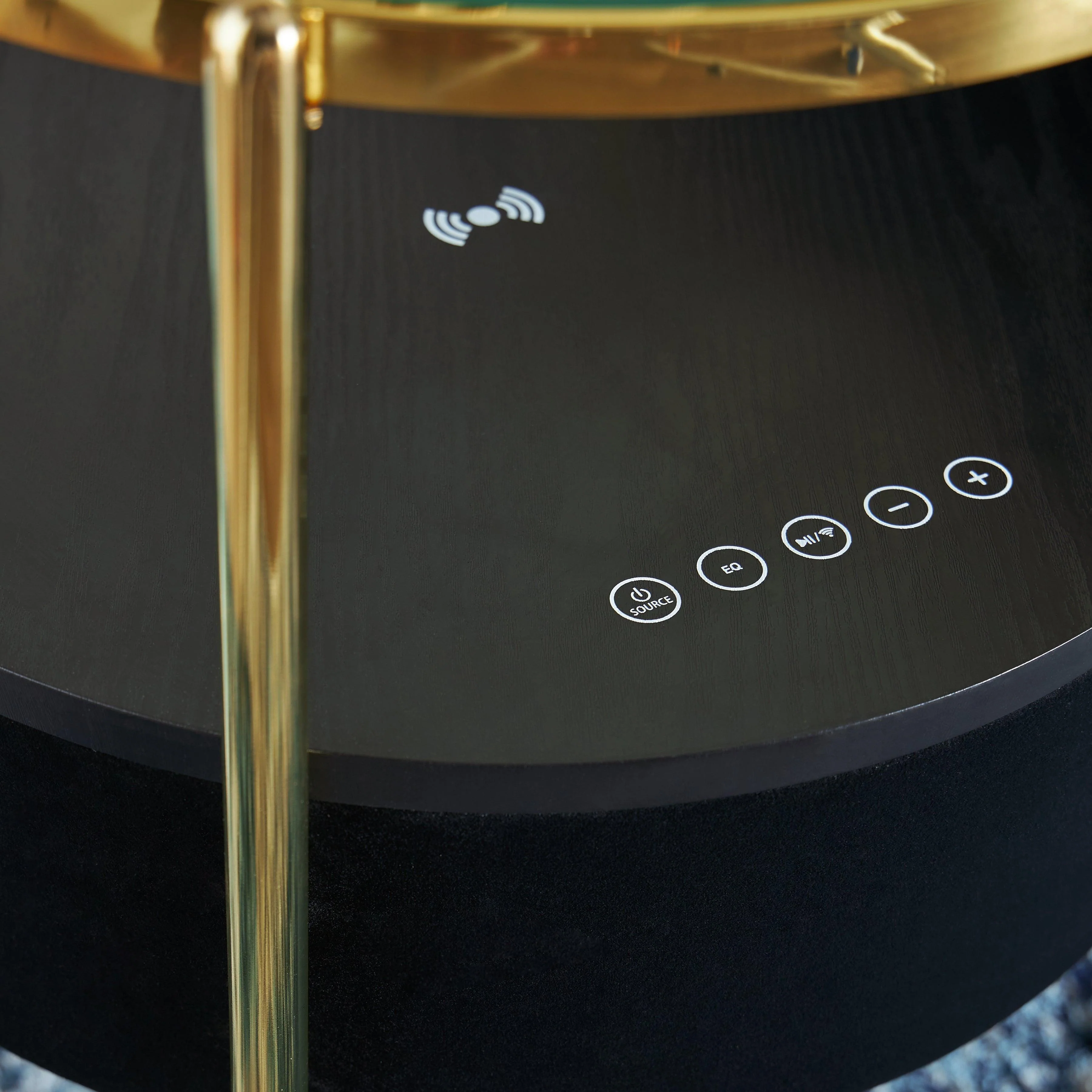Nedman Black/Gold Finish Accent Table with Speaker - Image 5