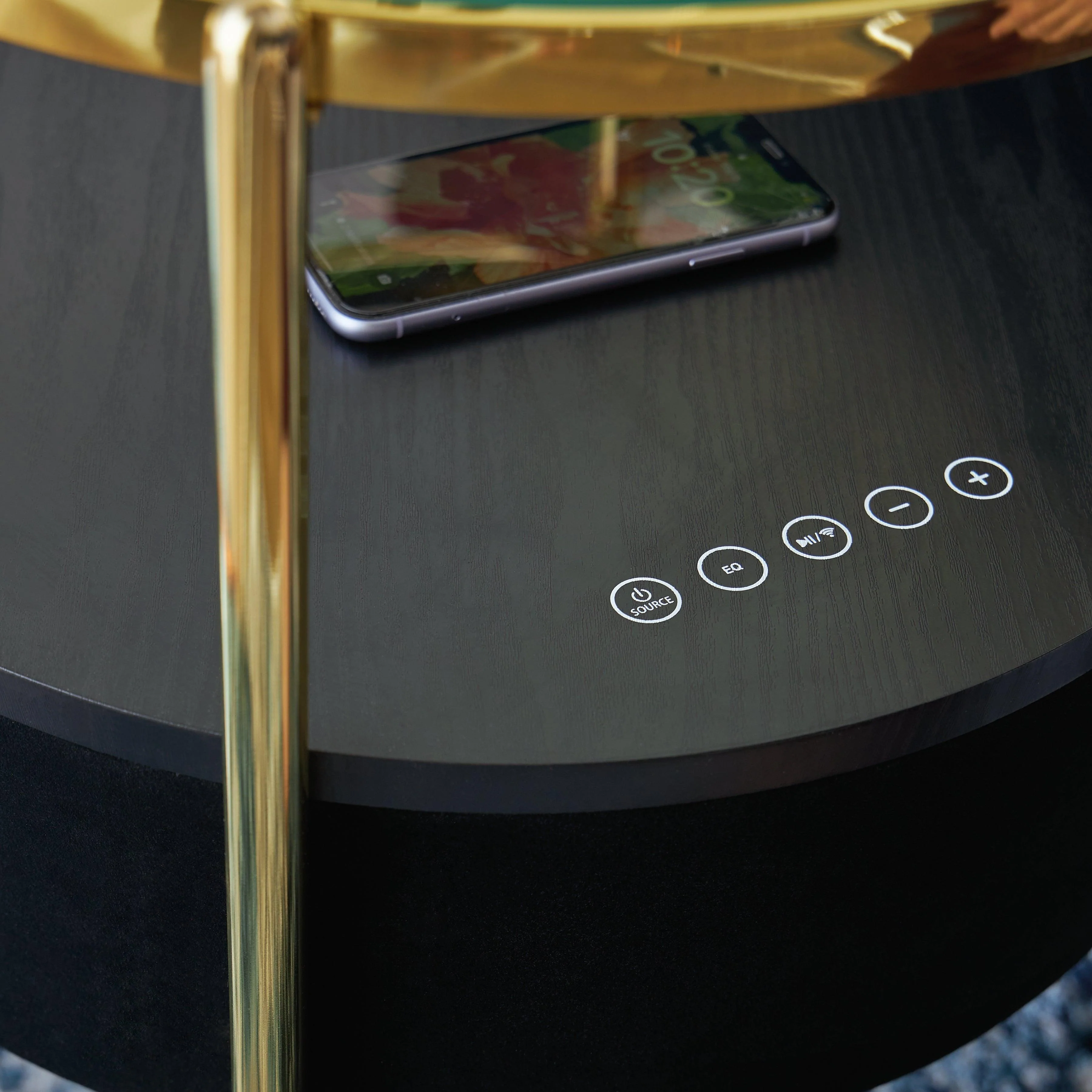Nedman Black/Gold Finish Accent Table with Speaker - Image 6