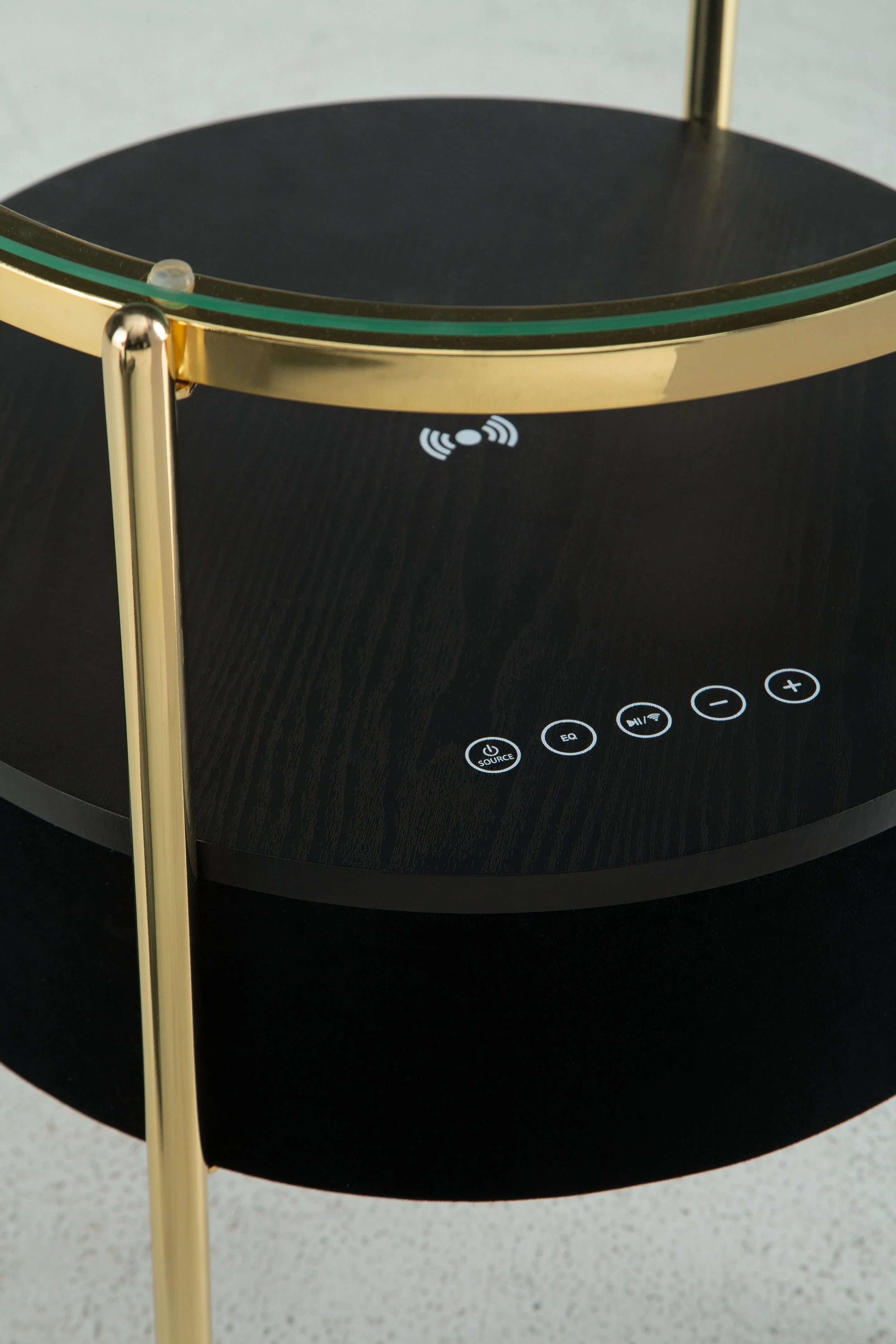 Nedman Black/Gold Finish Accent Table with Speaker - Image 9