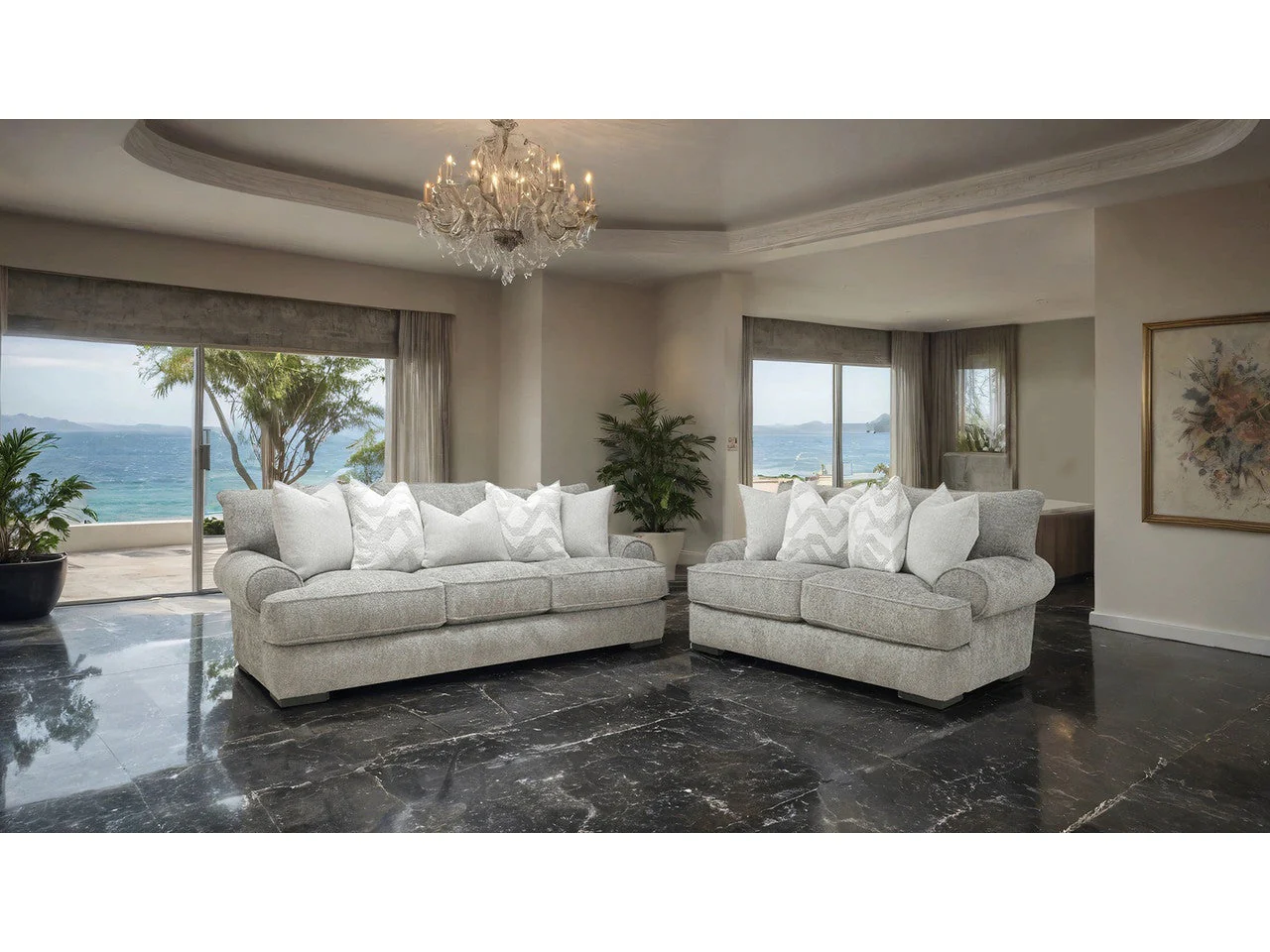 Nerone Gray Sofa and Loveseat
