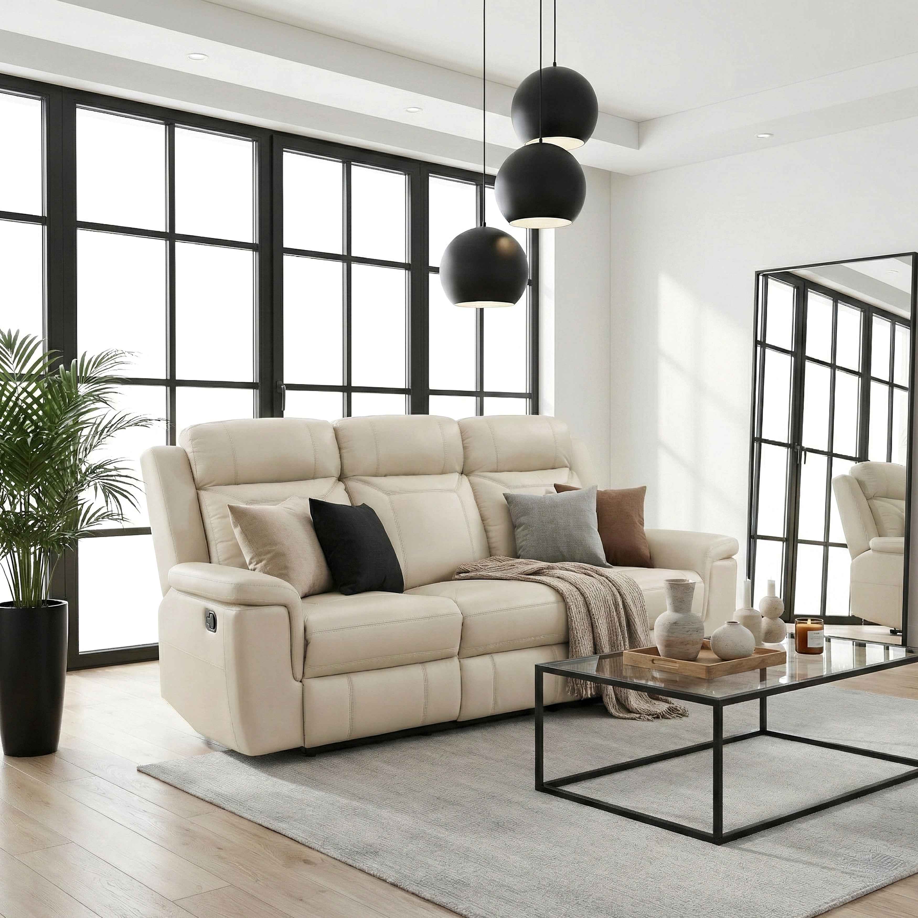 Nest Beige Double Reclining Sofa - Image 11
