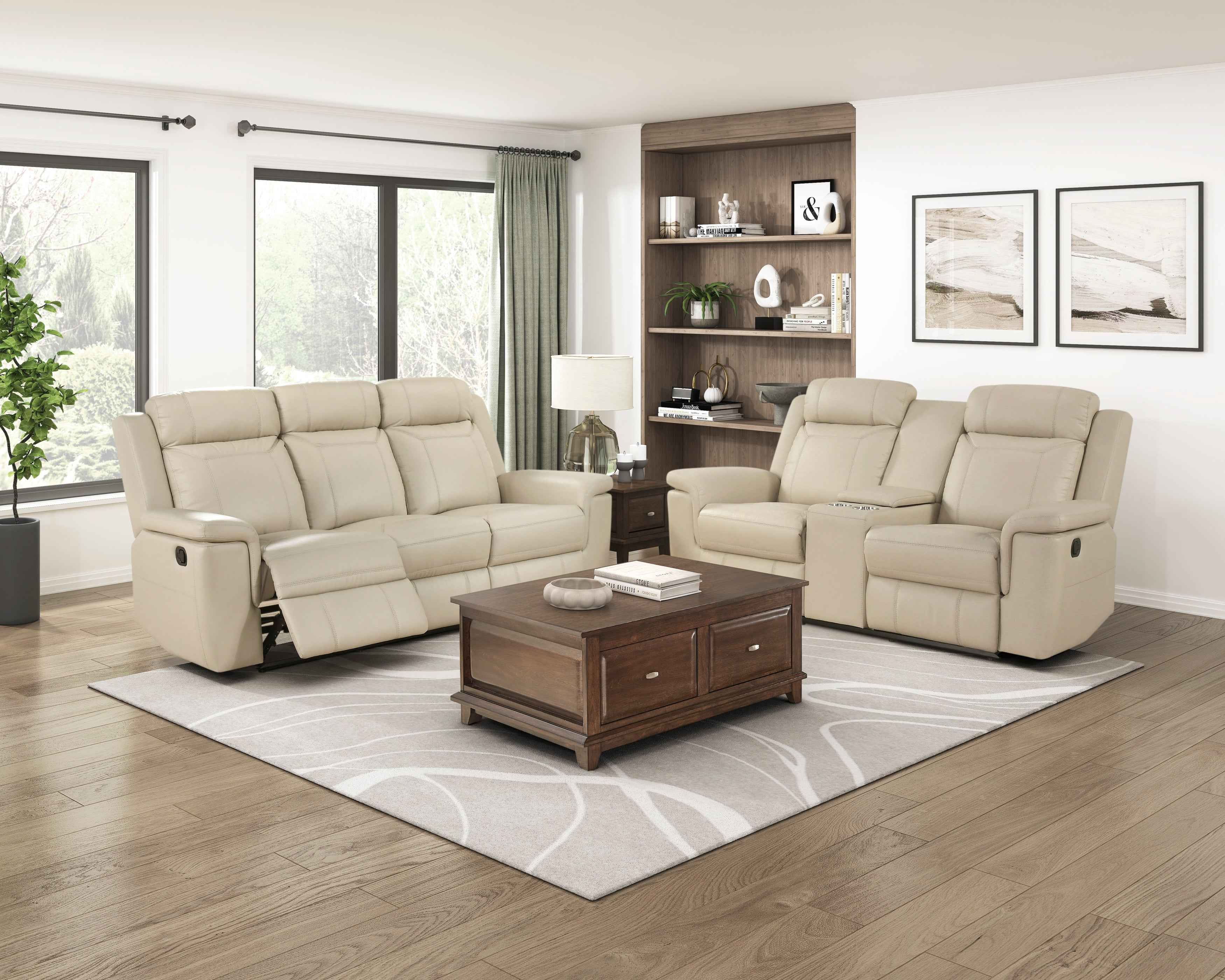Nest Beige Double Reclining Sofa - Image 7