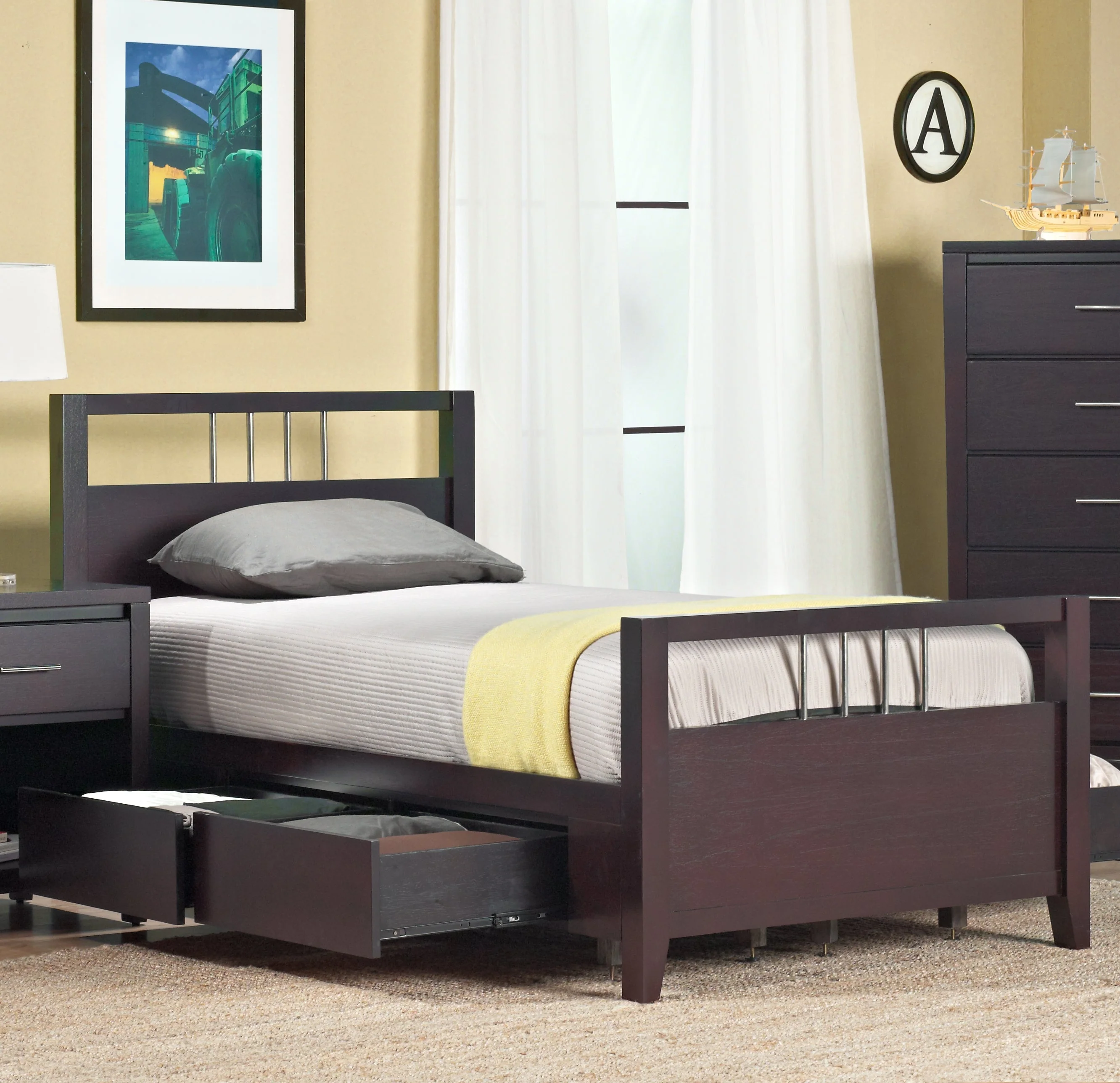 Nevis Queen Platform Storage Bed in Espresso - Image 2