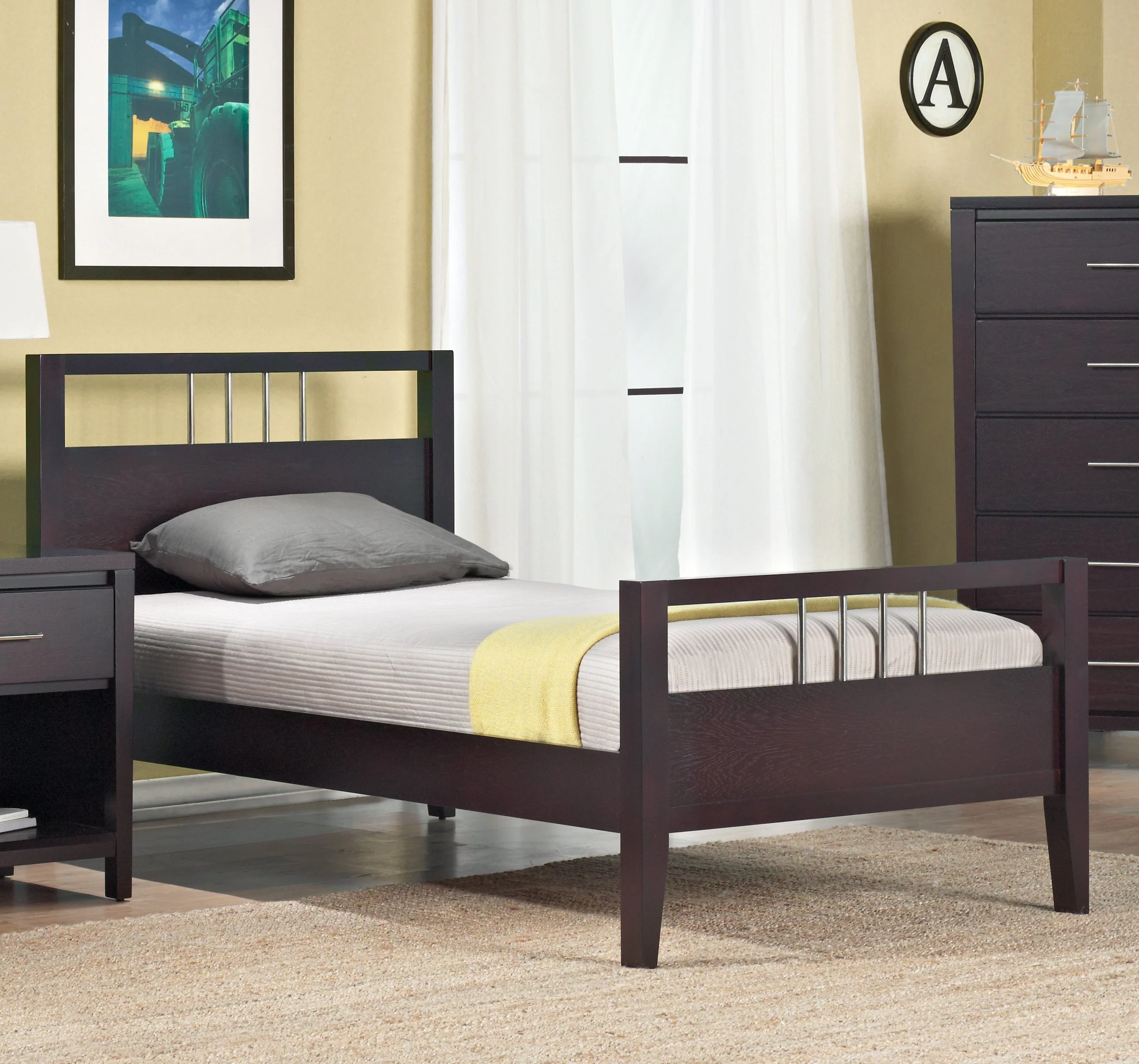 Nevis Wood Twin Platform Bed in Espresso - Image 2