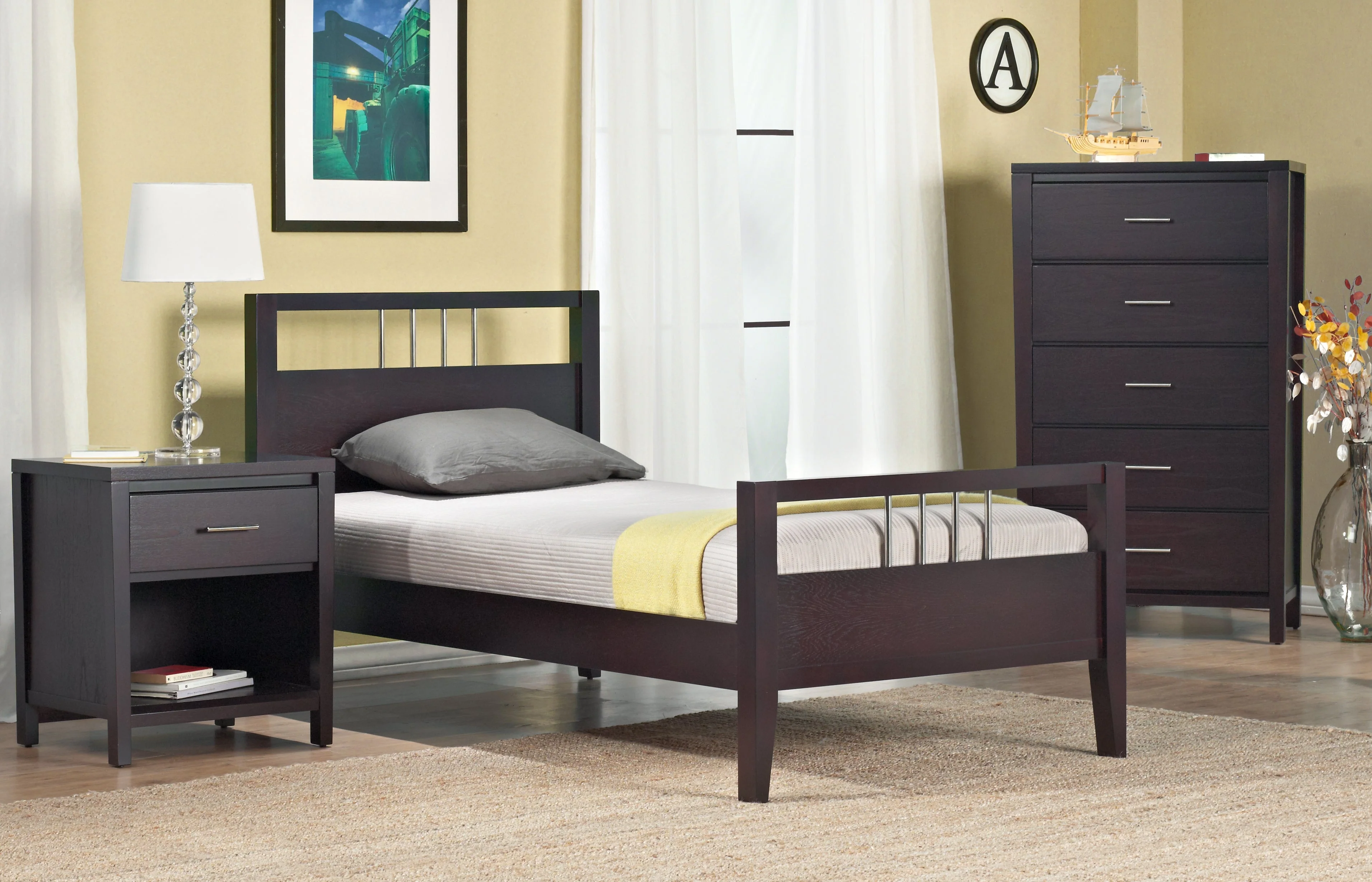 Nevis Wood Twin Platform Bed in Espresso - Image 4