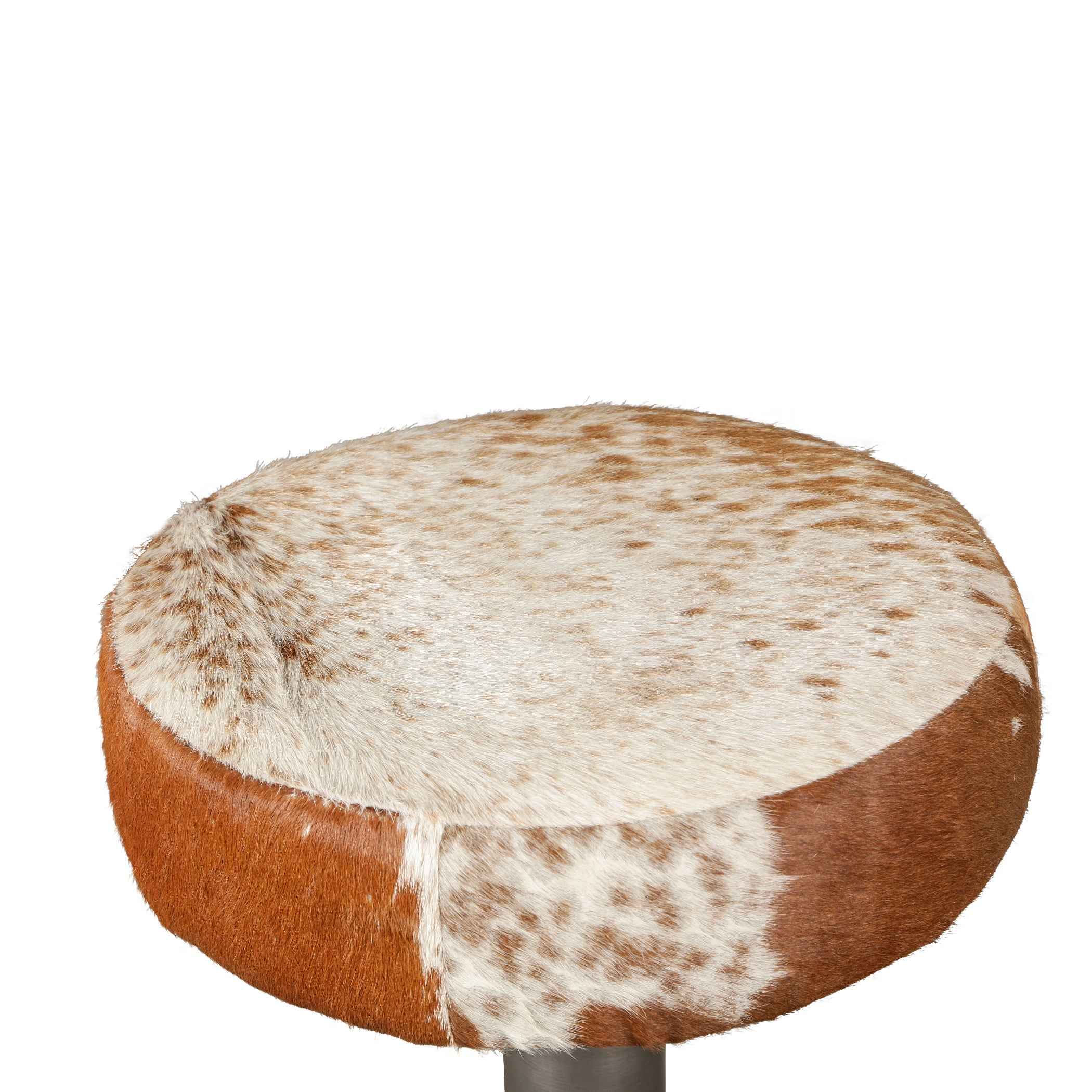 New York 16" Bar Stool in Brown Cowhide Leather and Iron
