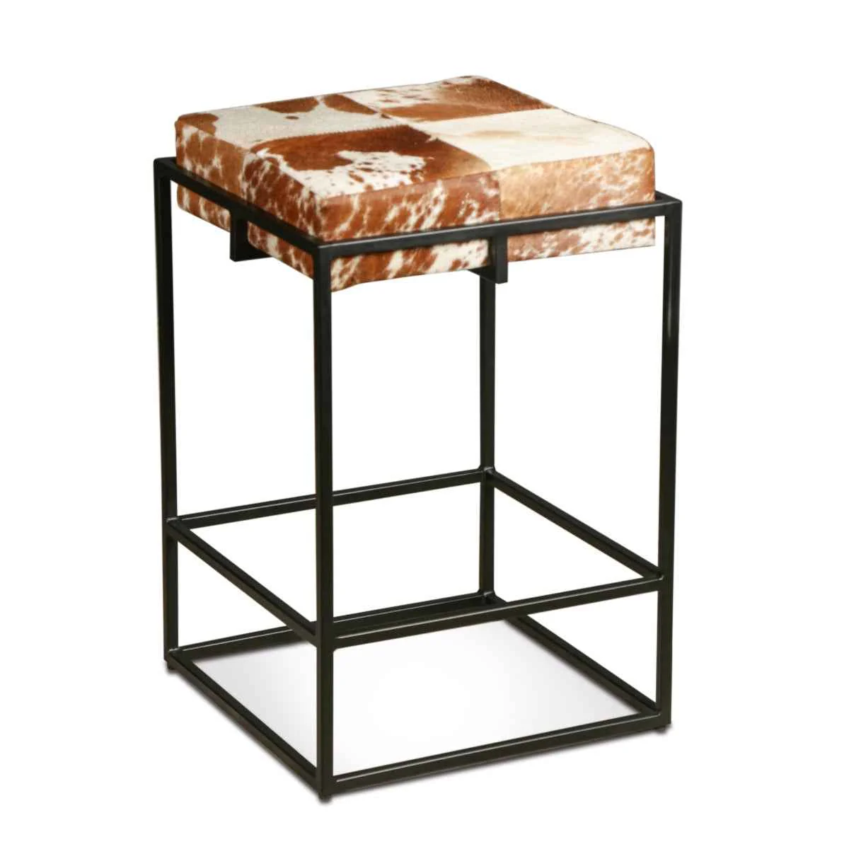 New York 17" Backless Counter Stool in Brown Cowhide