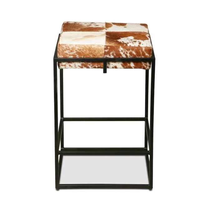 New York 17" Backless Counter Stool in Brown Cowhide - Image 8