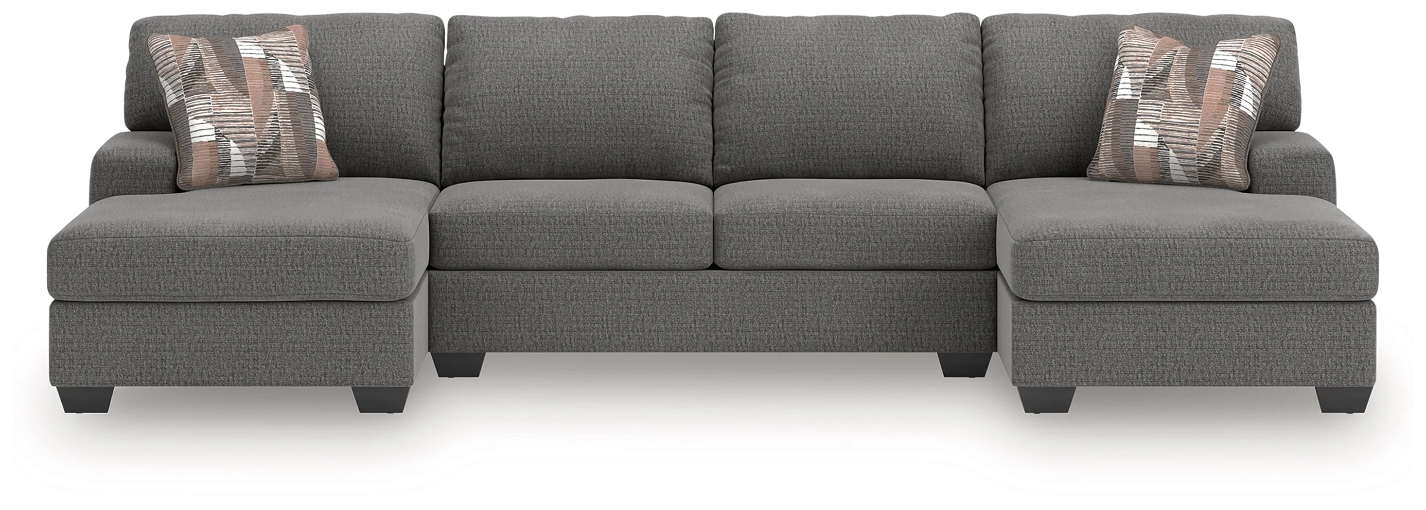 Newellen Greystone 3-Piece Double Chaise Sleeper Sectional - Image 2