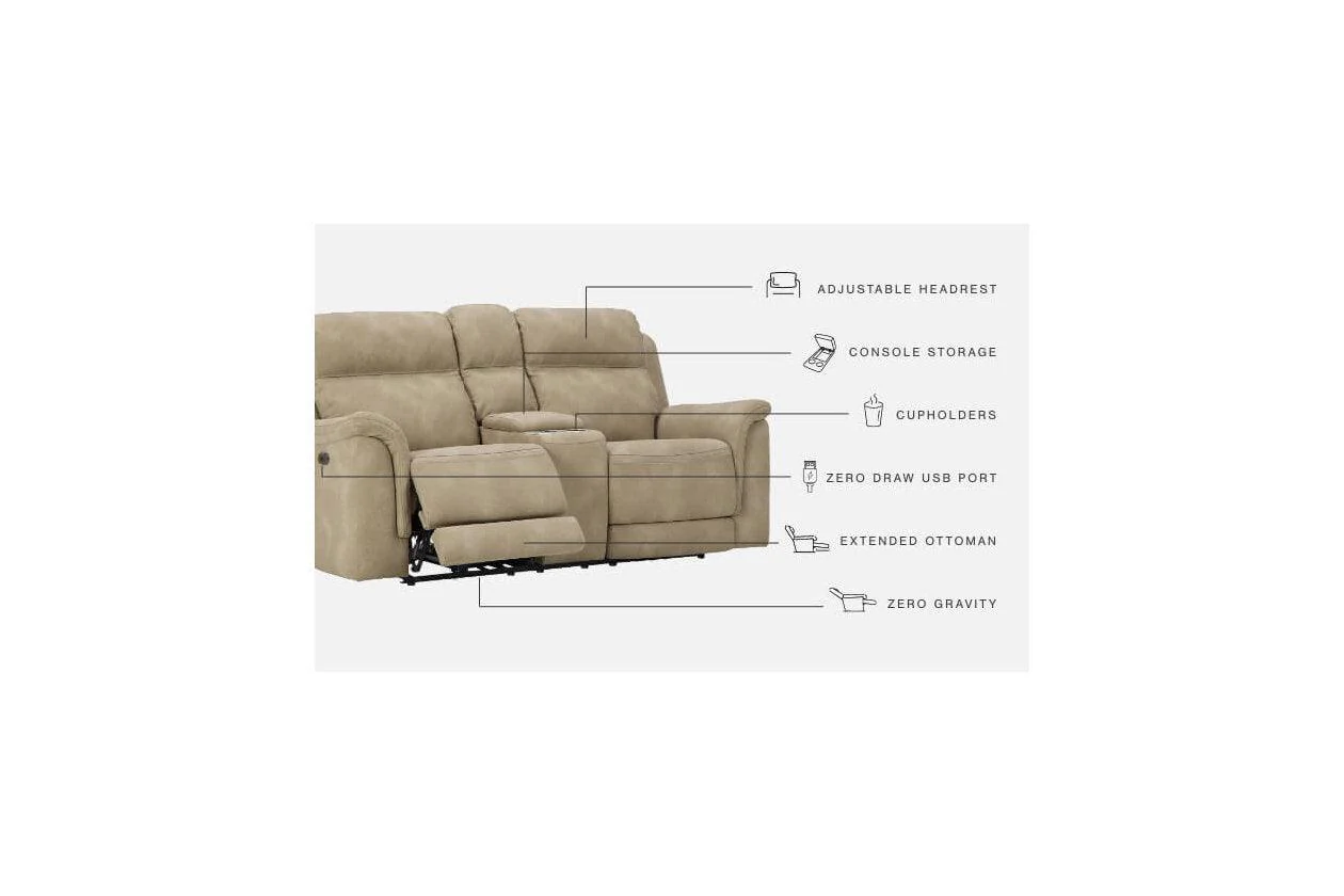 Next-Gen DuraPella Sand Power Reclining Loveseat with Console - Image 4