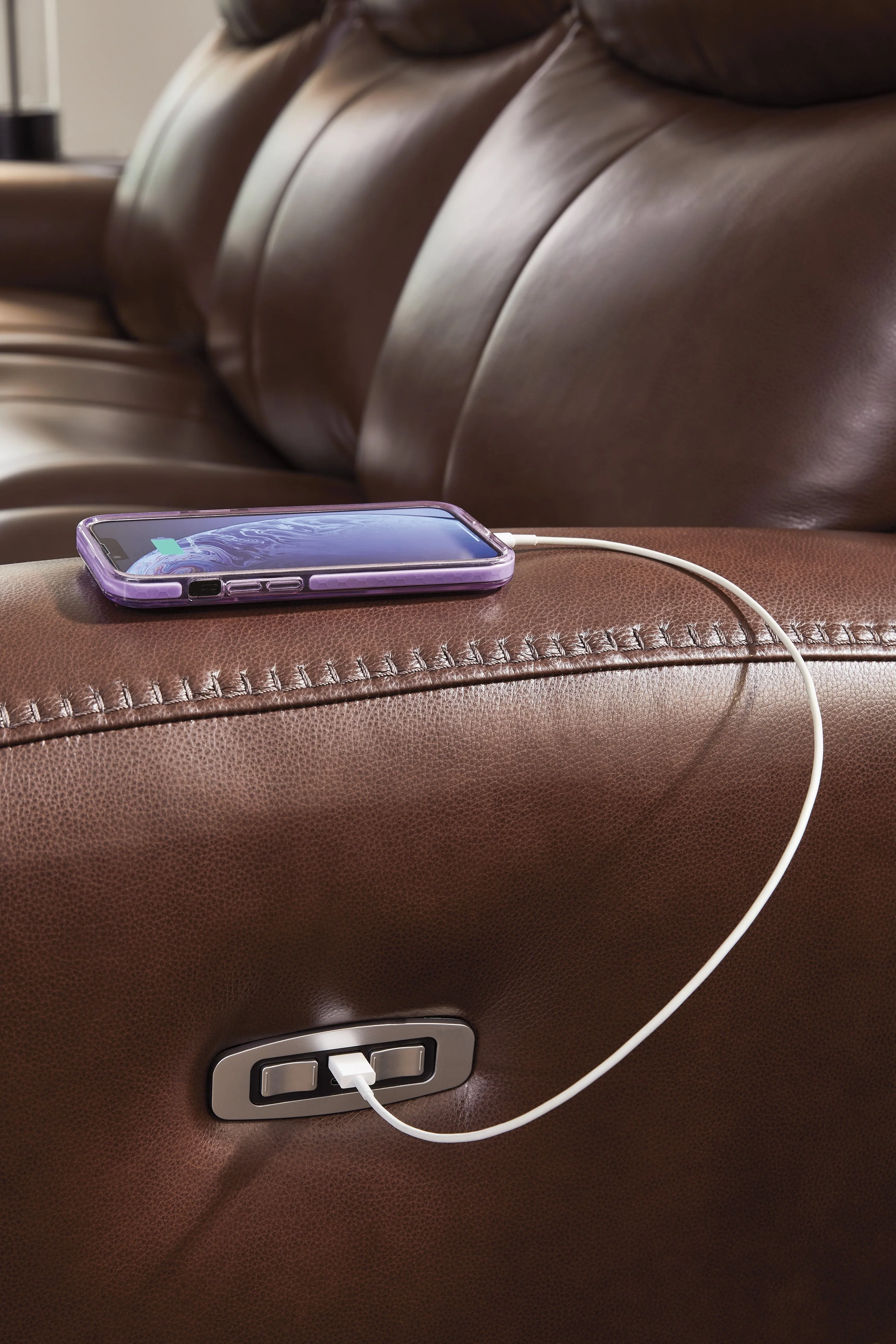 Next Move Mahogany Power Reclining Sofa - Image 6