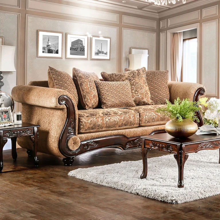 Nicanor Tan/Gold Sofa