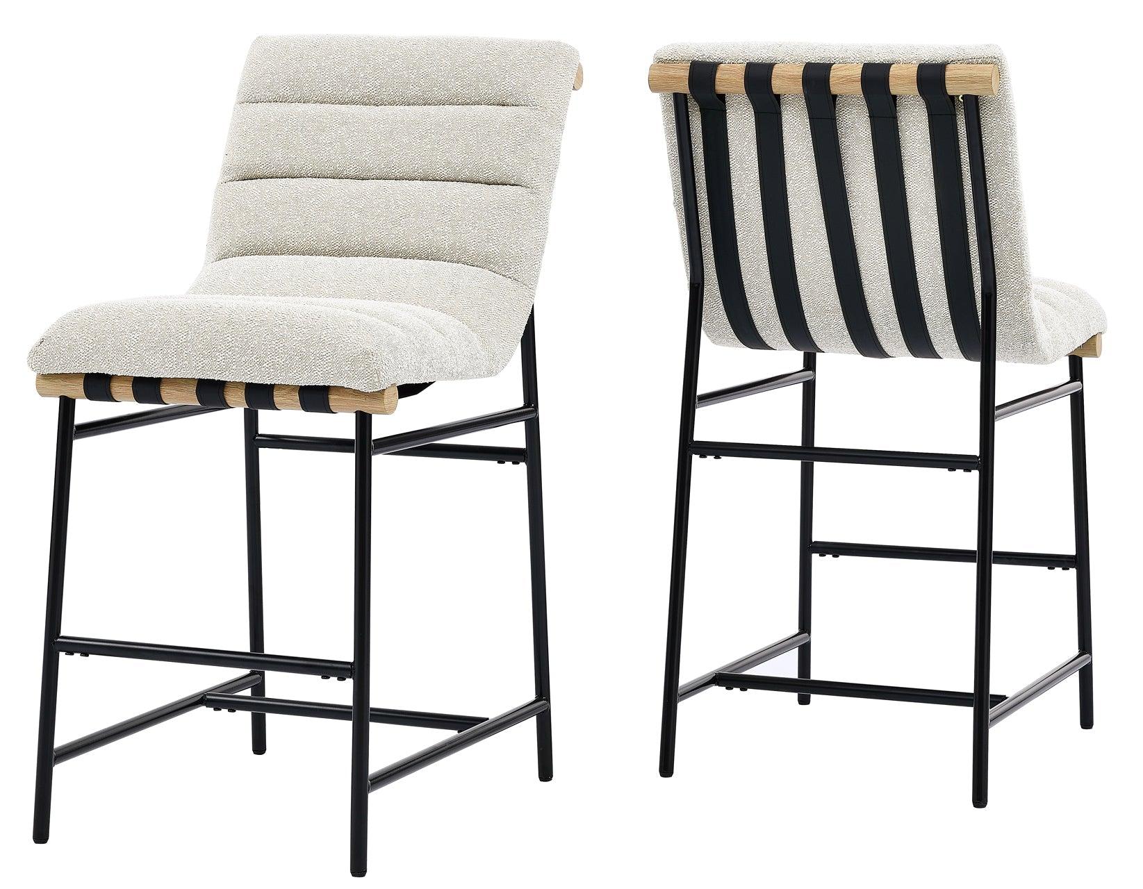 Nicco 24-inch Eggshell Polyester Fabric Counter Stool with Black Iron Base - Image 2