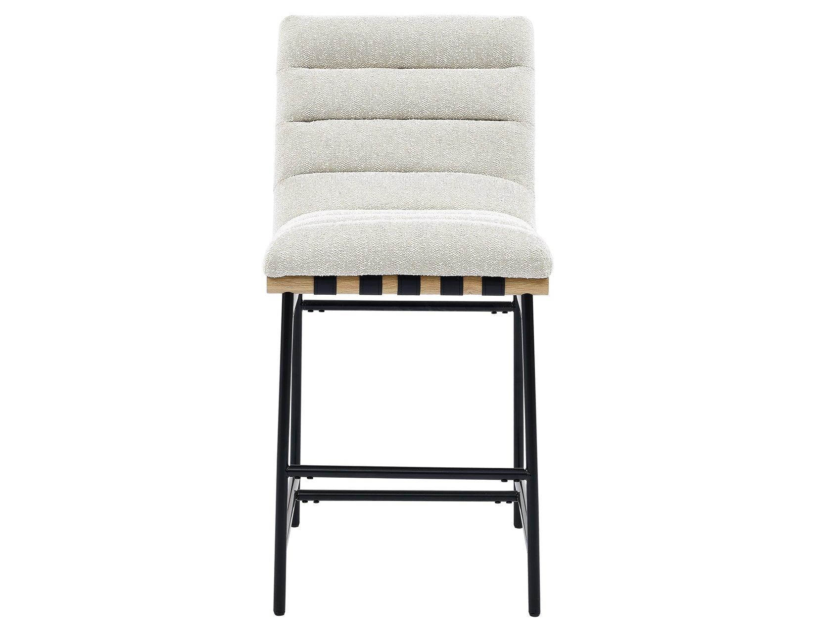 Nicco 24-inch Eggshell Polyester Fabric Counter Stool with Black Iron Base - Image 3