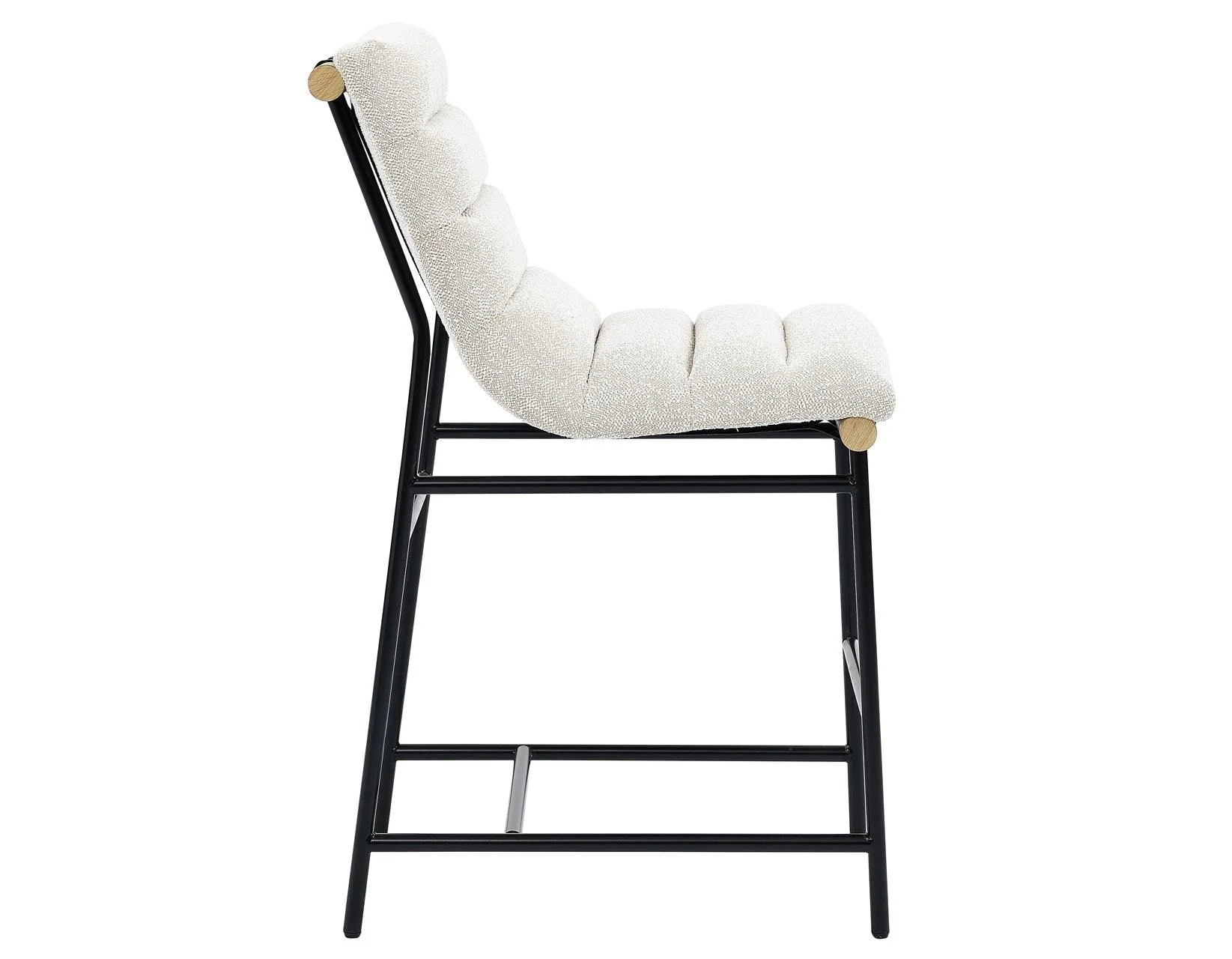 Nicco 24-inch Eggshell Polyester Fabric Counter Stool with Black Iron Base - Image 5