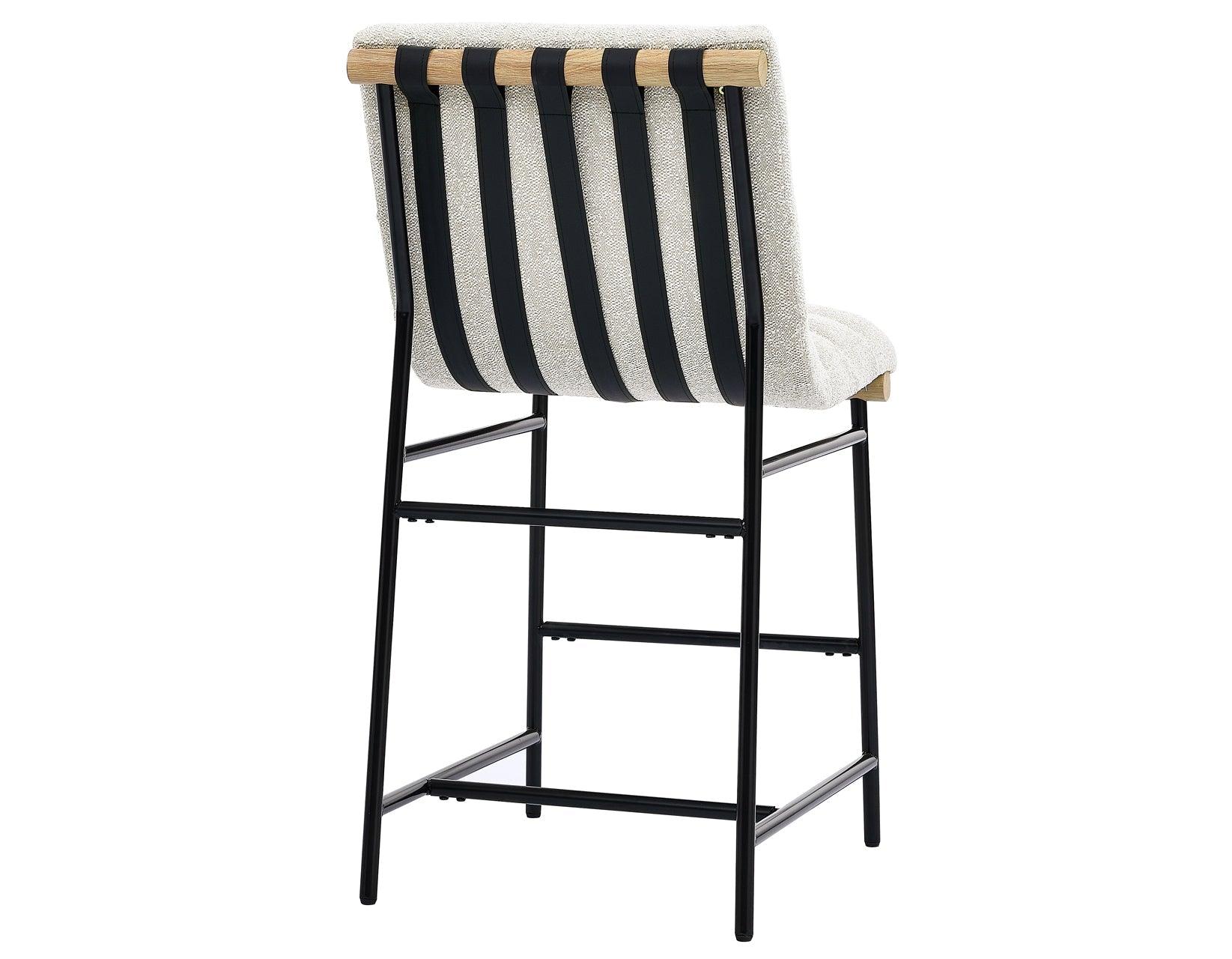 Nicco 24-inch Eggshell Polyester Fabric Counter Stool with Black Iron Base - Image 6