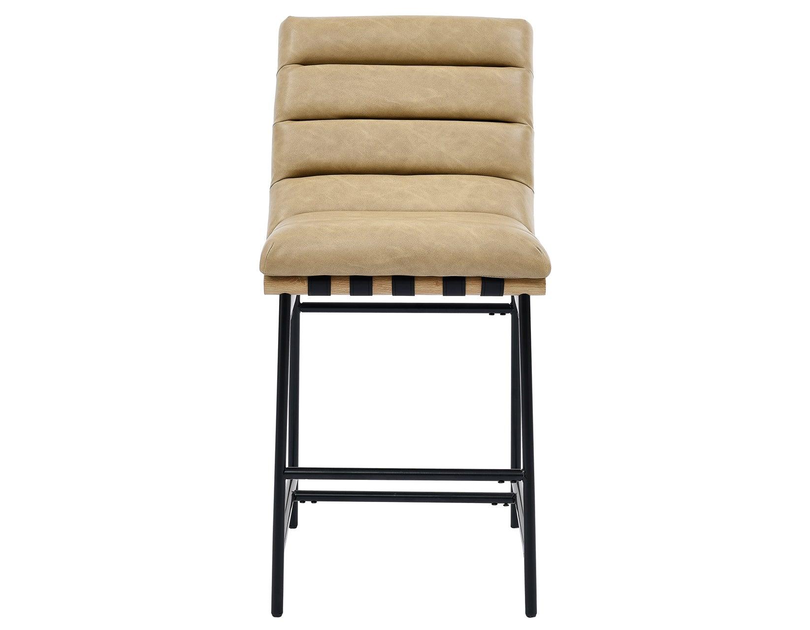 Nicco 30-inch Bar Chair, Sand Vegan Leather Fabric - Image 3