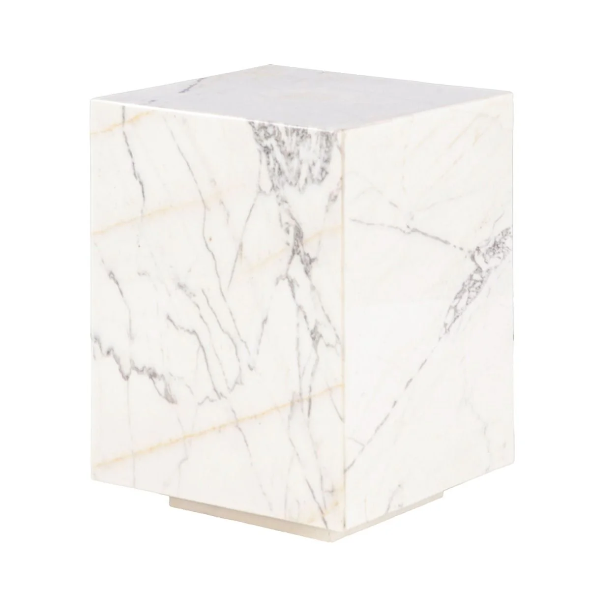 Nile 15" Drum Side Table in Alabaster Marble