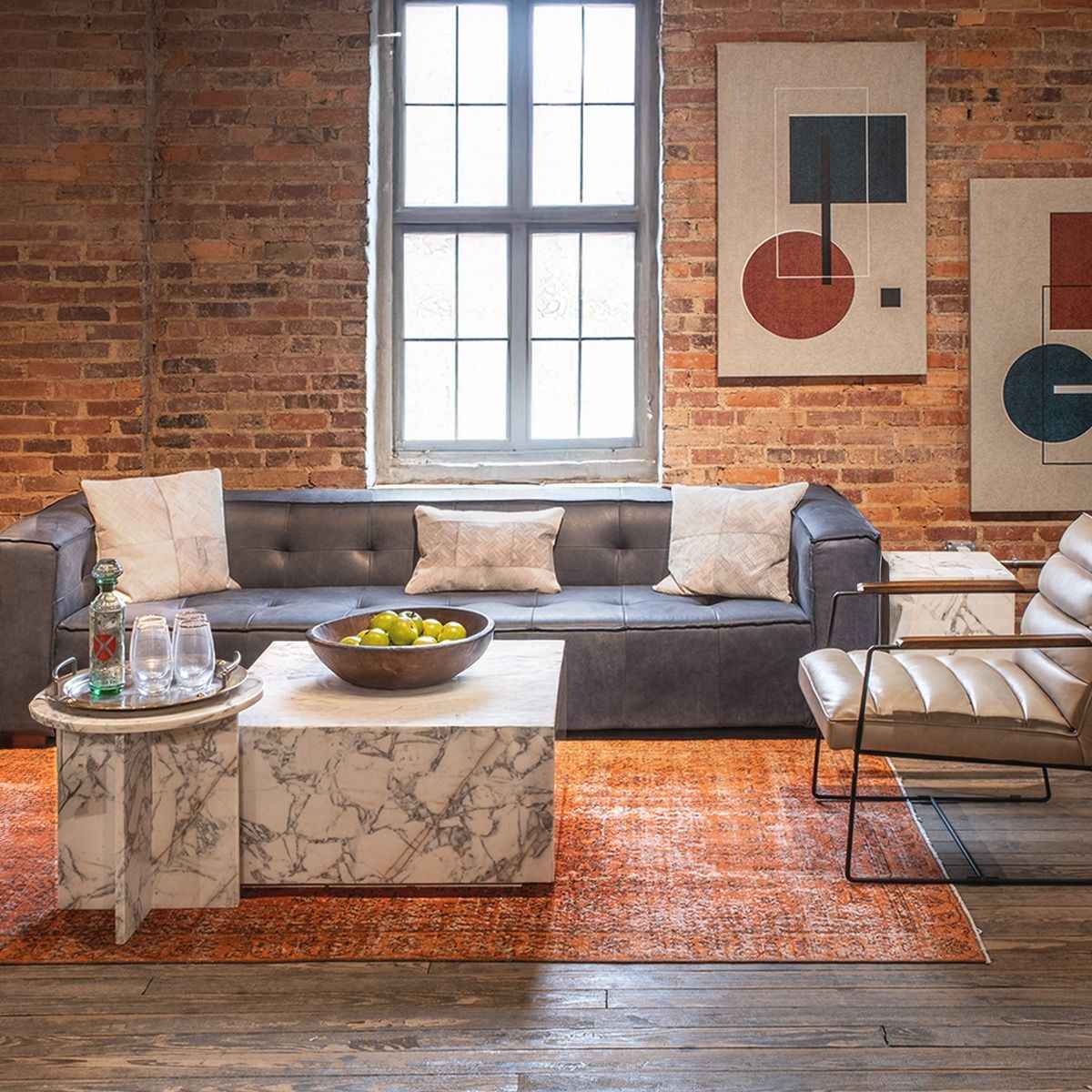 Nile 32" Drum Coffee Table in Alabaster Marble - Image 3