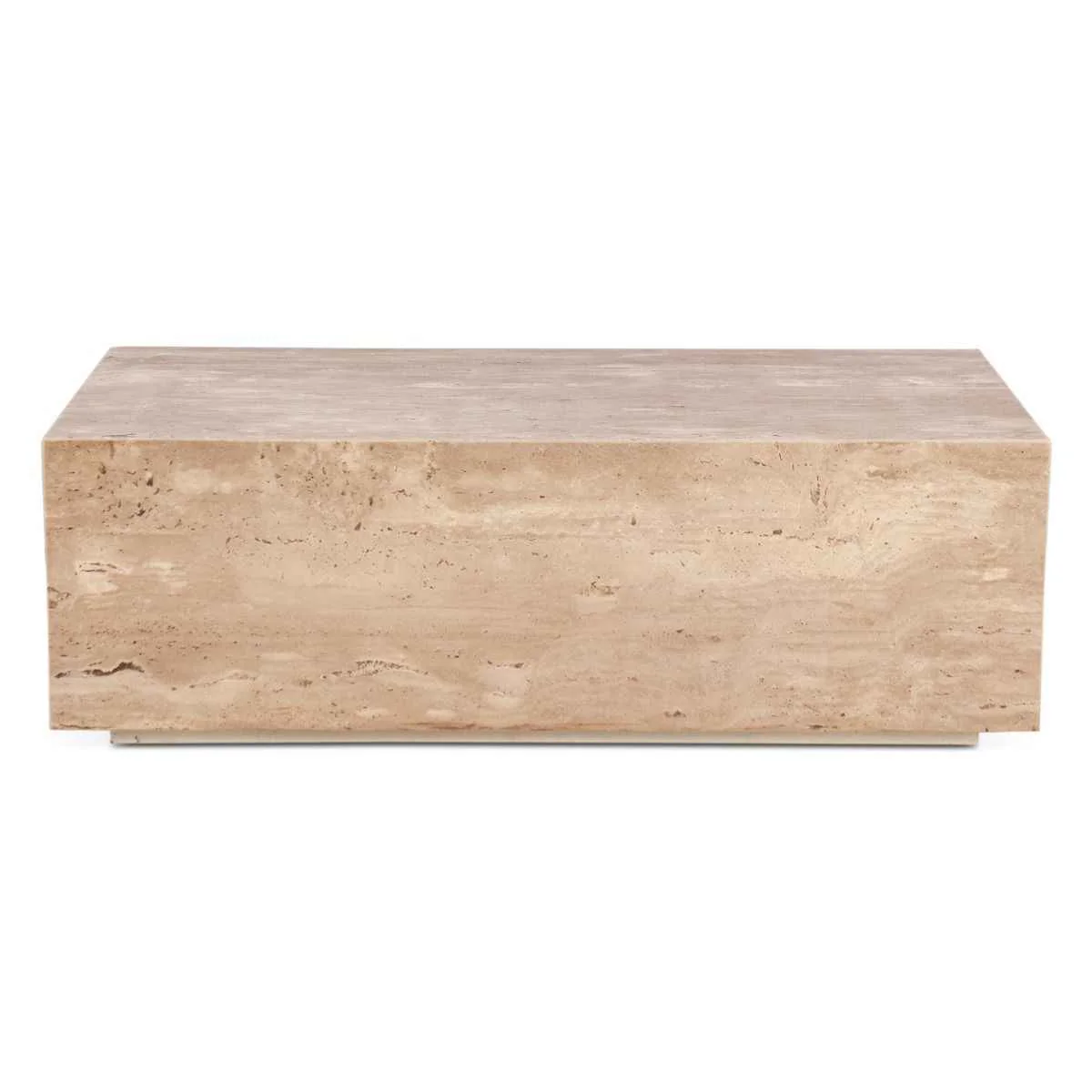 Nile 50" Drum Coffee Table in Travertine Stone - Image 2