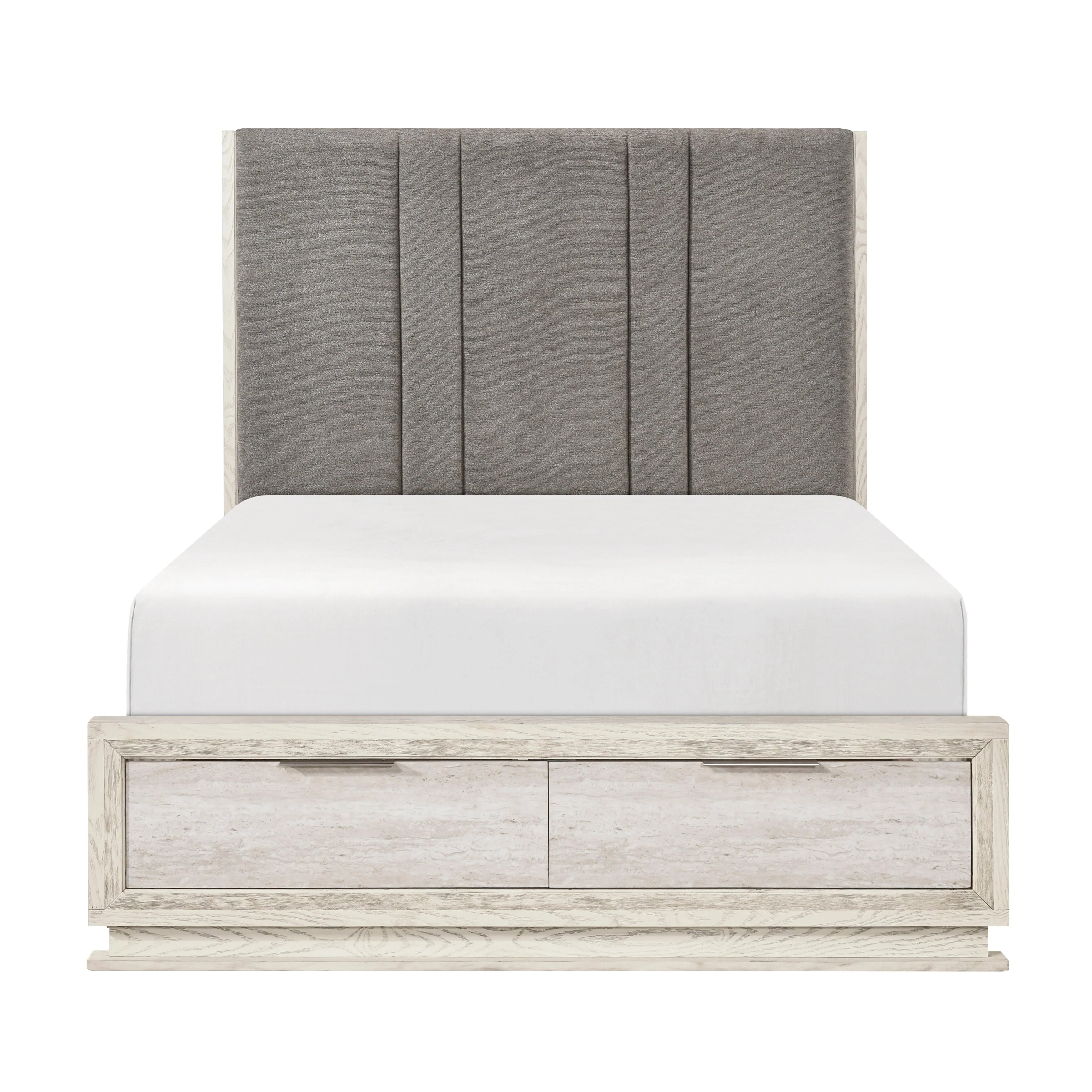 Noctis White/Light Gray California King Led Storage Platform Bed - Image 3